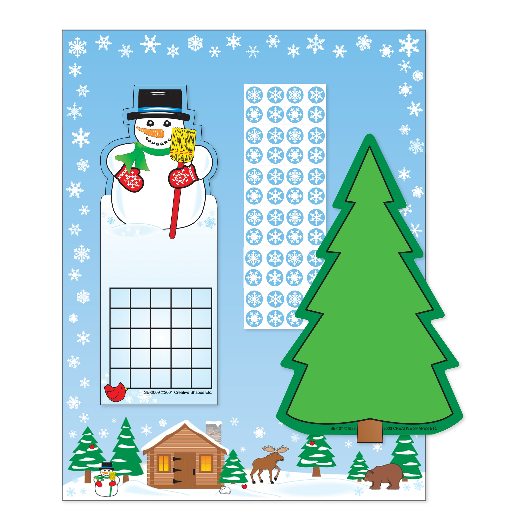 Set de Papelería Incluye Bloc de Notas Grande con 50 Hojas Carteles de Incentivo con Muñeco de Nieve Papel Decorativo Invierno con 30 Hojas y 288 Pegatinas