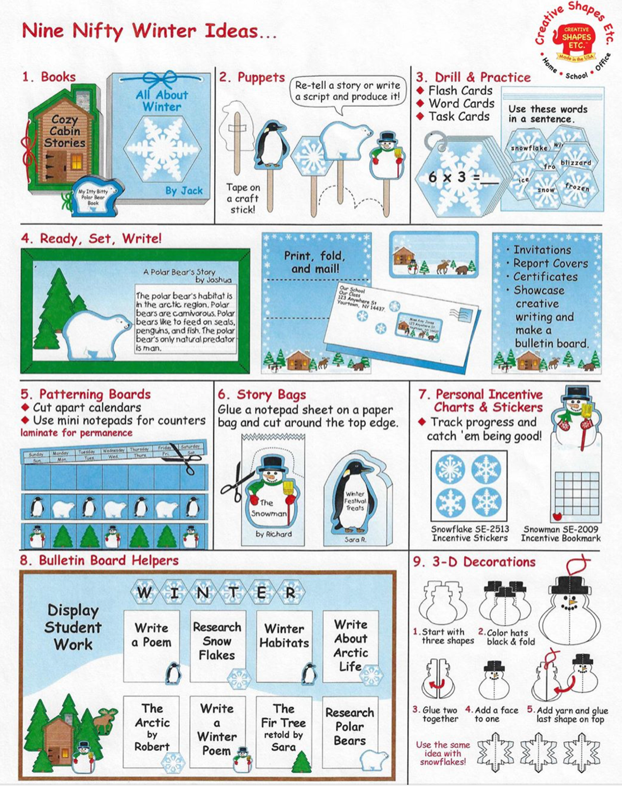 Set de Papelería Incluye Bloc de Notas Grande con 50 Hojas Carteles de Incentivo con Muñeco de Nieve Papel Decorativo Invierno con 30 Hojas y 288 Pegatinas