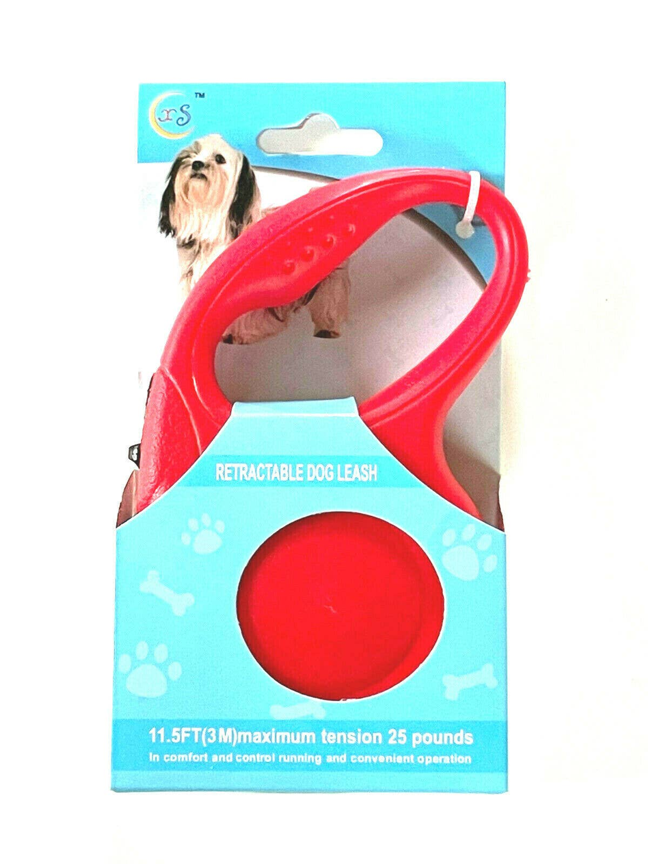 Retractable Dog Pet Leash 11.5ft (3m) Maximum Tension 25 Lbs Red Color Image 1