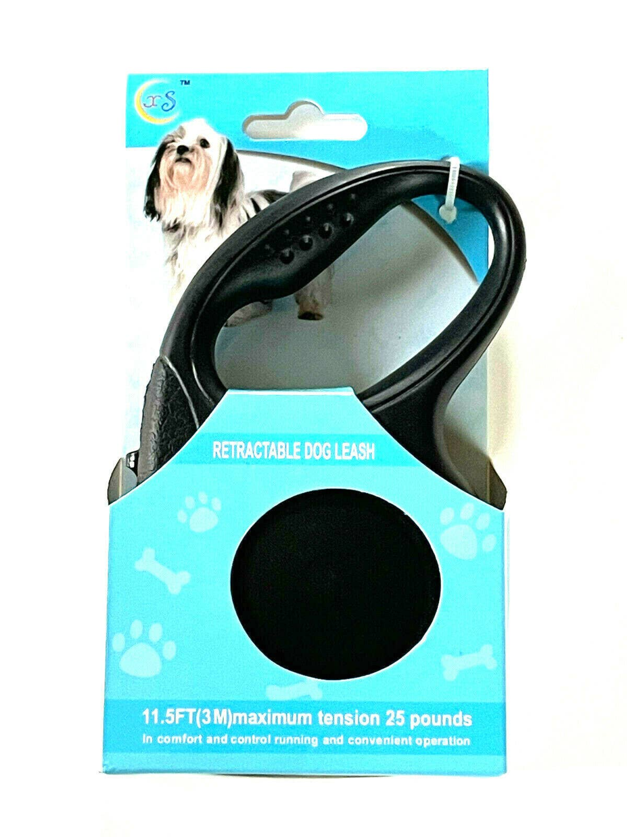 Retractable Dog Pet Leash 11.5ft (3m) Maximum Tension 25 Lbs Black Color Image 1