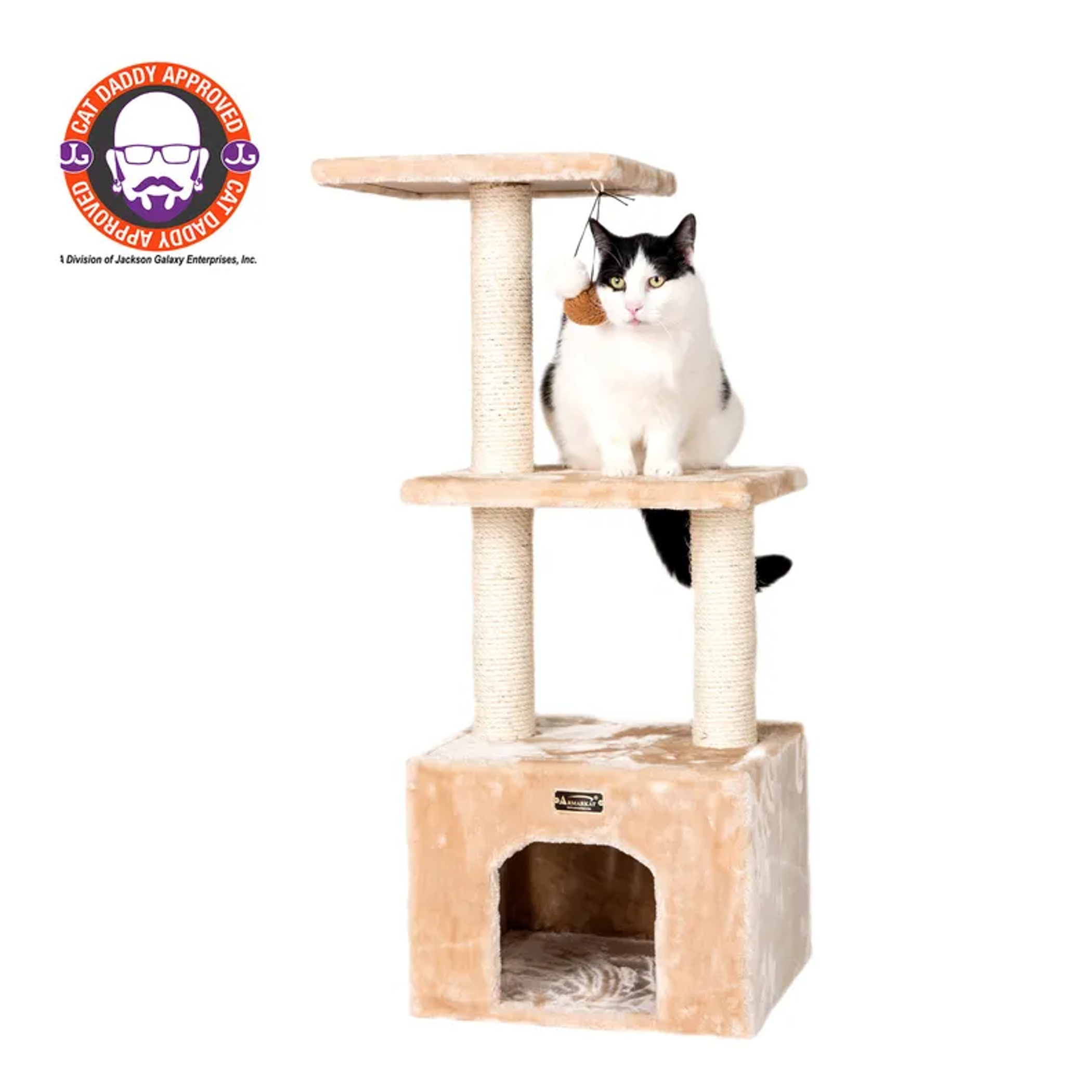 Real Wood 3-tier Cat Condo With Sisal Scratching Post 39