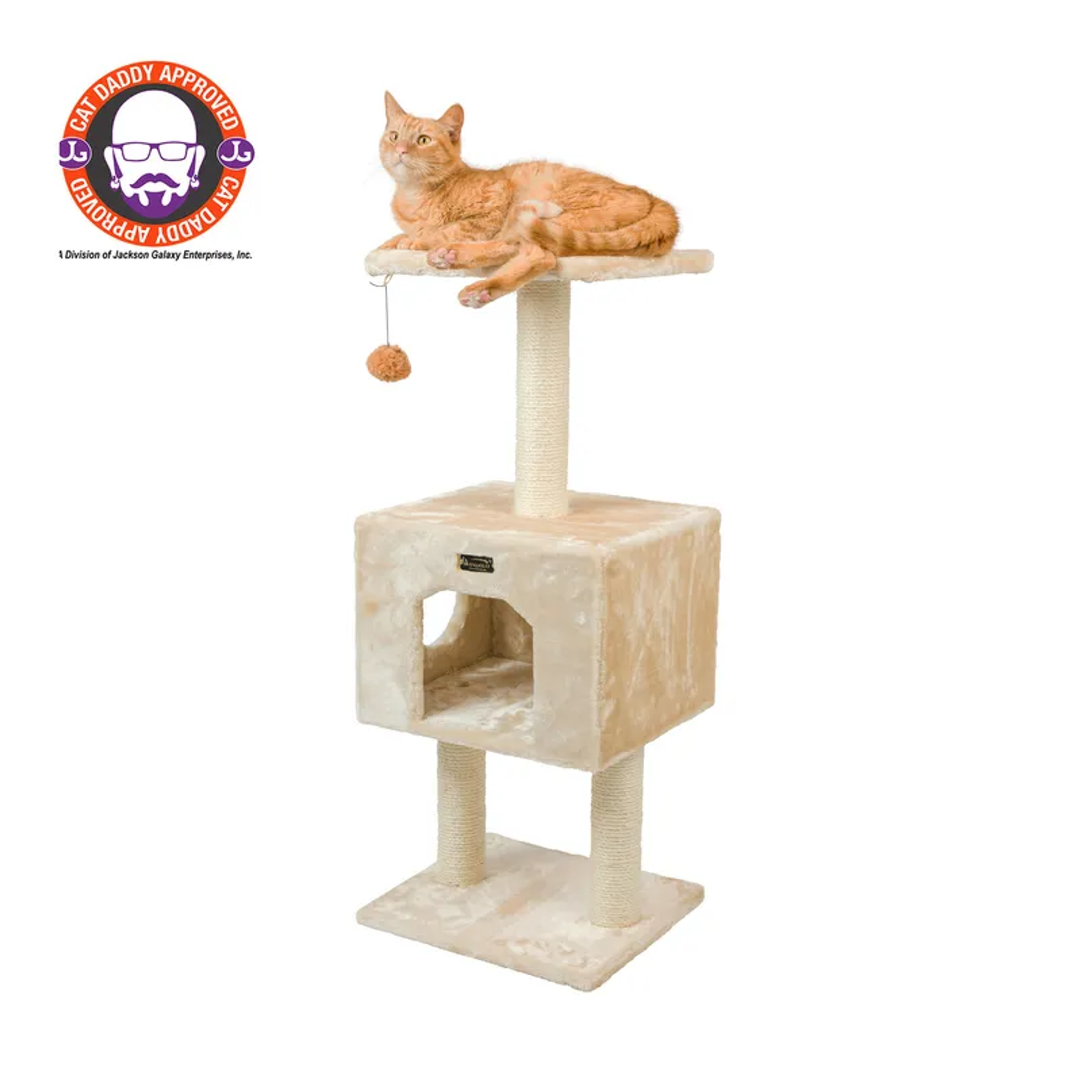 Real Wood Cat Tree With Condo And Scratch Post 42 Height BGE Image 1