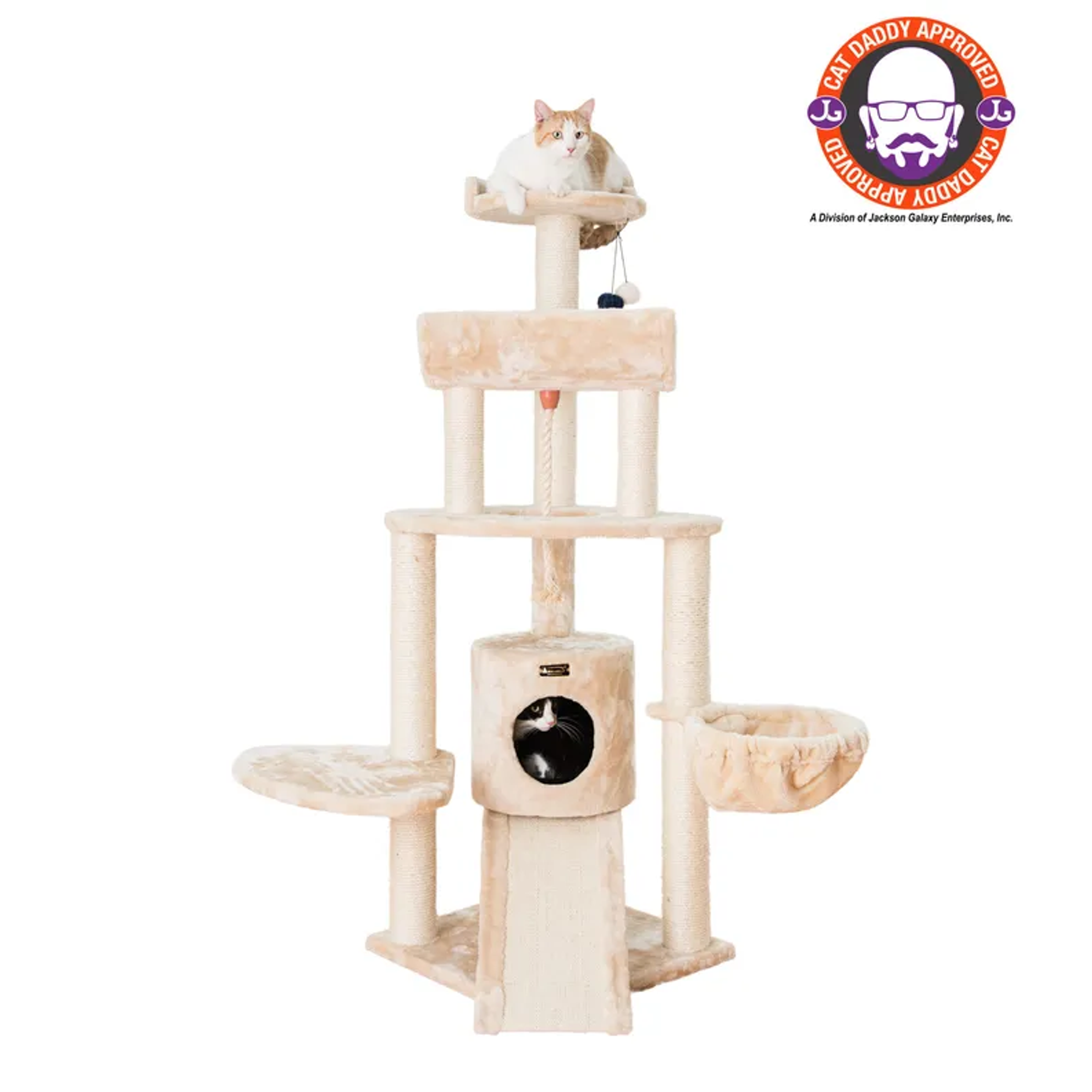 Armarkat Real Wood Spacious Thick Fur Cat Tower W Lounge Image 1