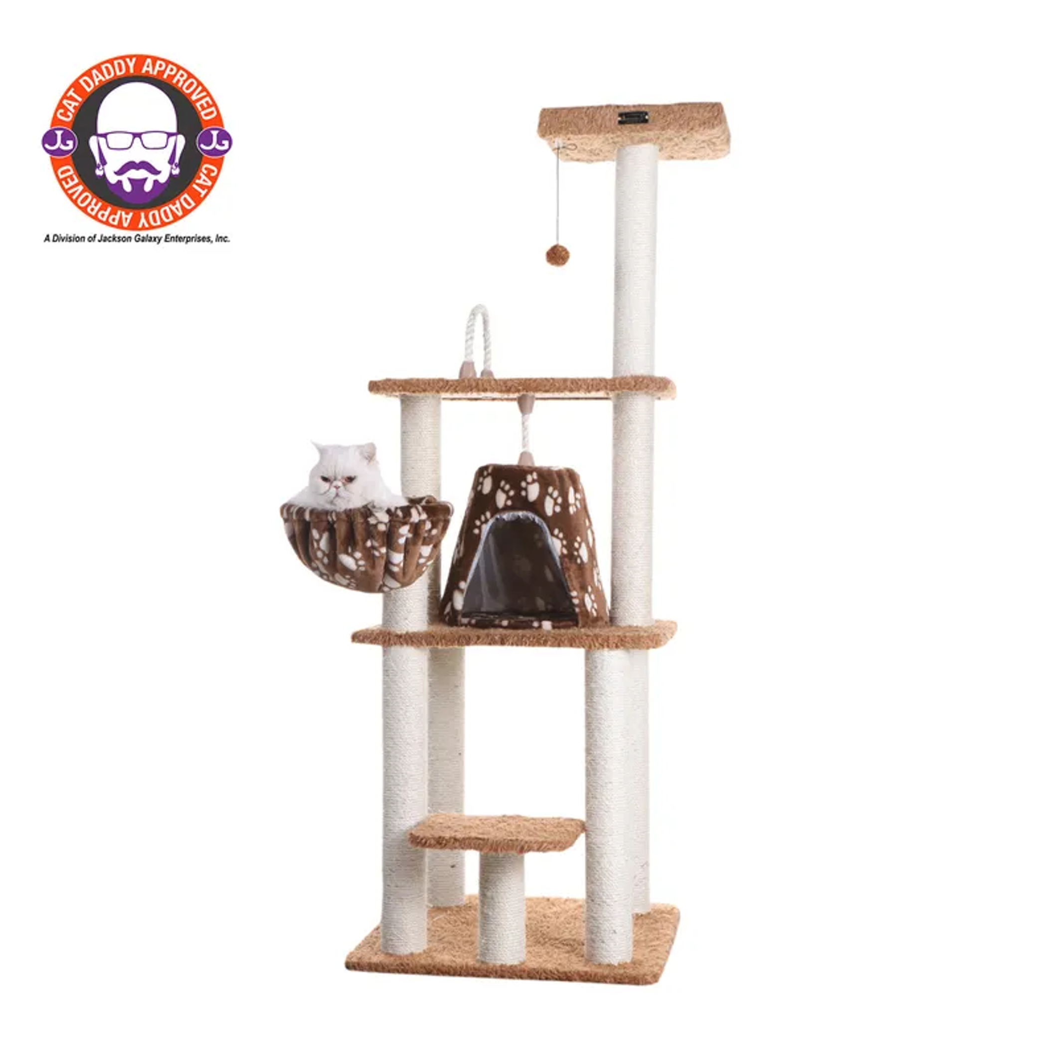 Armarkat Brown Carpet Cat Furniture, Real Wood Kitty Tower Image 1