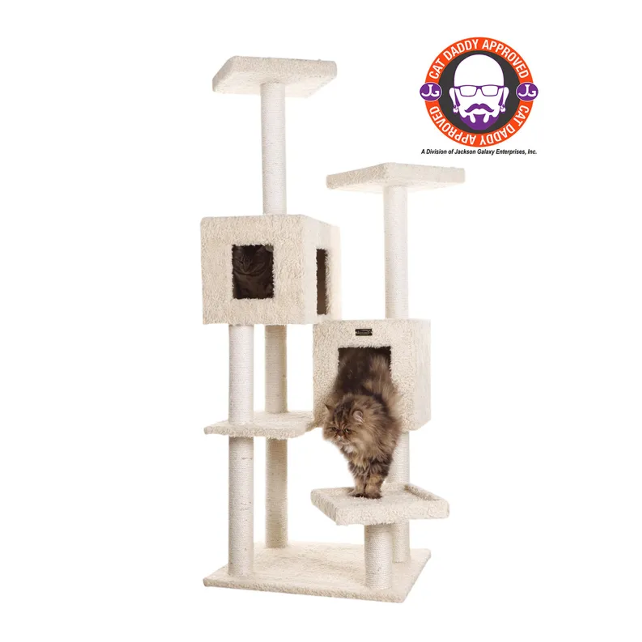 Multi-Level Real Wood Cat Tree W Two Condos, Perches A6702 Image 1
