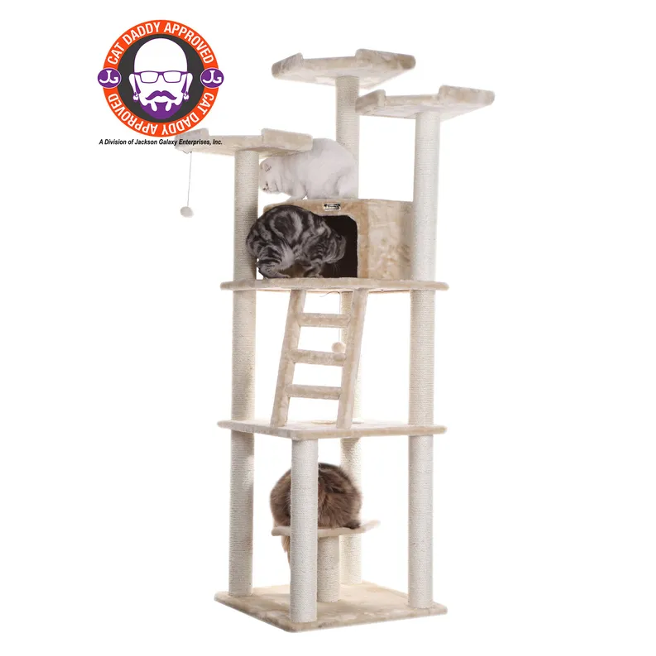 Armarkat Multi-function Real WOOD Cat Tower Beige Image 1