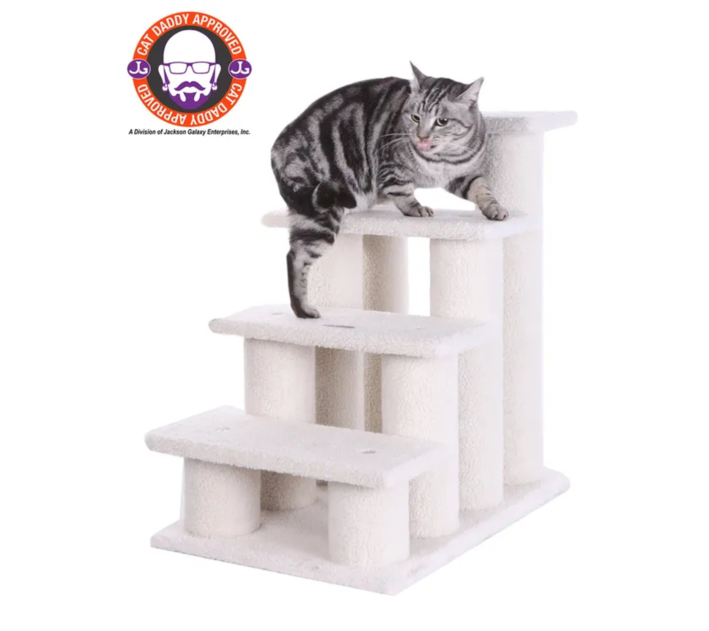 Real Wood 4 Steps Ramp For Dogs, Cats, Cat Step Stairs Ramp Image 1
