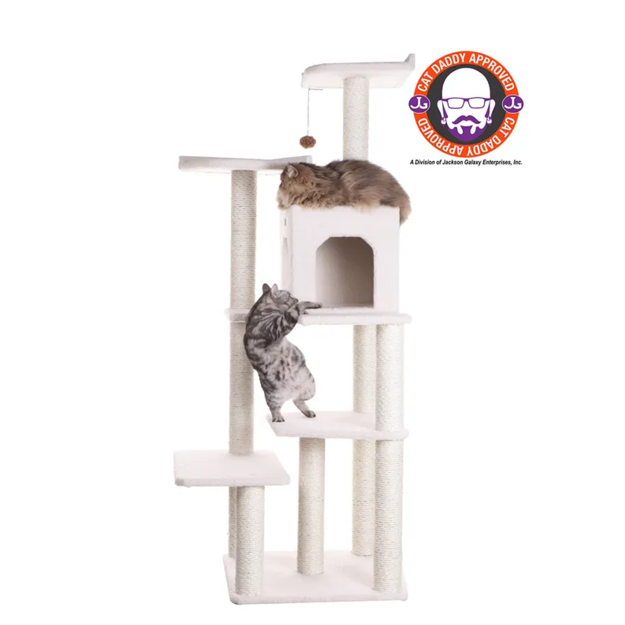 Real Wood B6802 Classic Cat Tree In Ivory 6 Levels Condo Image 1