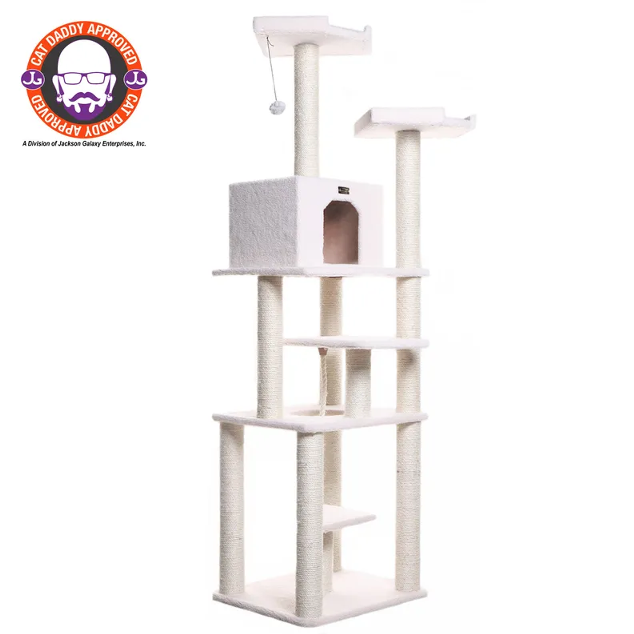 Real Wood B7801 Classic Cat Tree In Ivory 6 Levels Playhouse Image 1