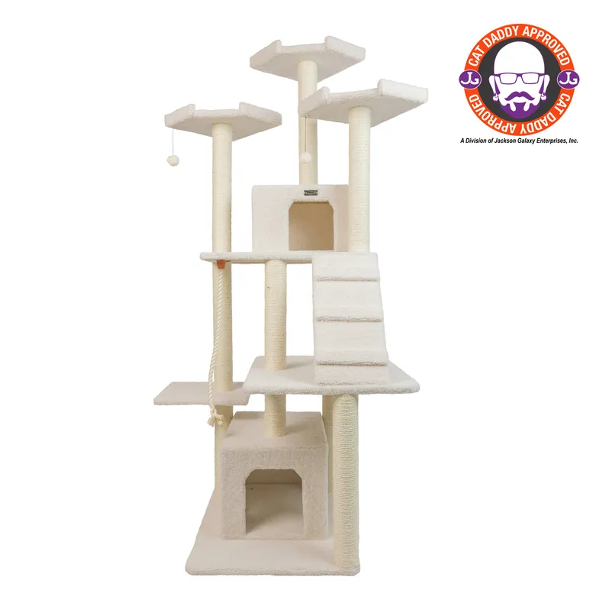 Real Wood B8201 Classic  Ivory Cat Tree Multi Levels W Ramp Image 1