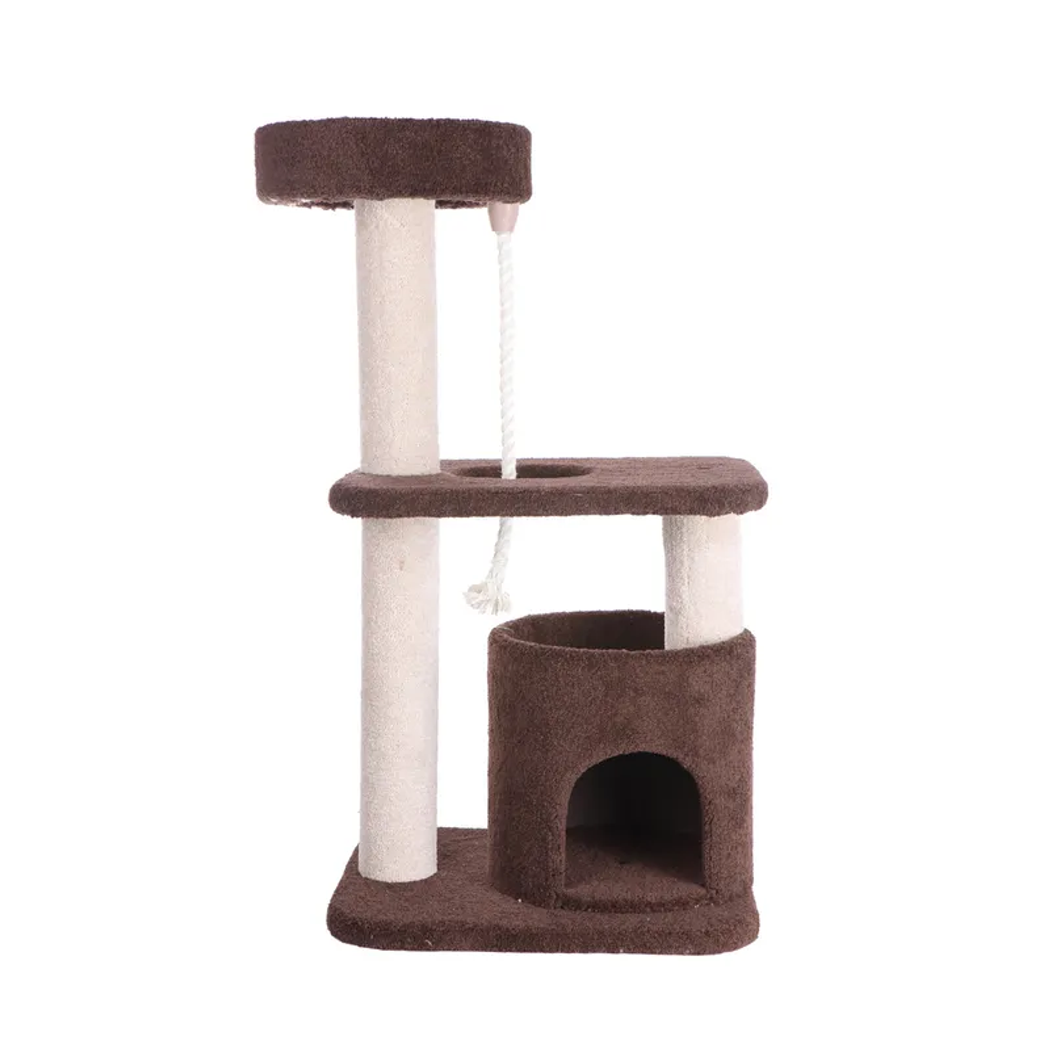 Real Wood 3-Tier Carpeted Cat Tree Condo  Kitten Play House Image 1