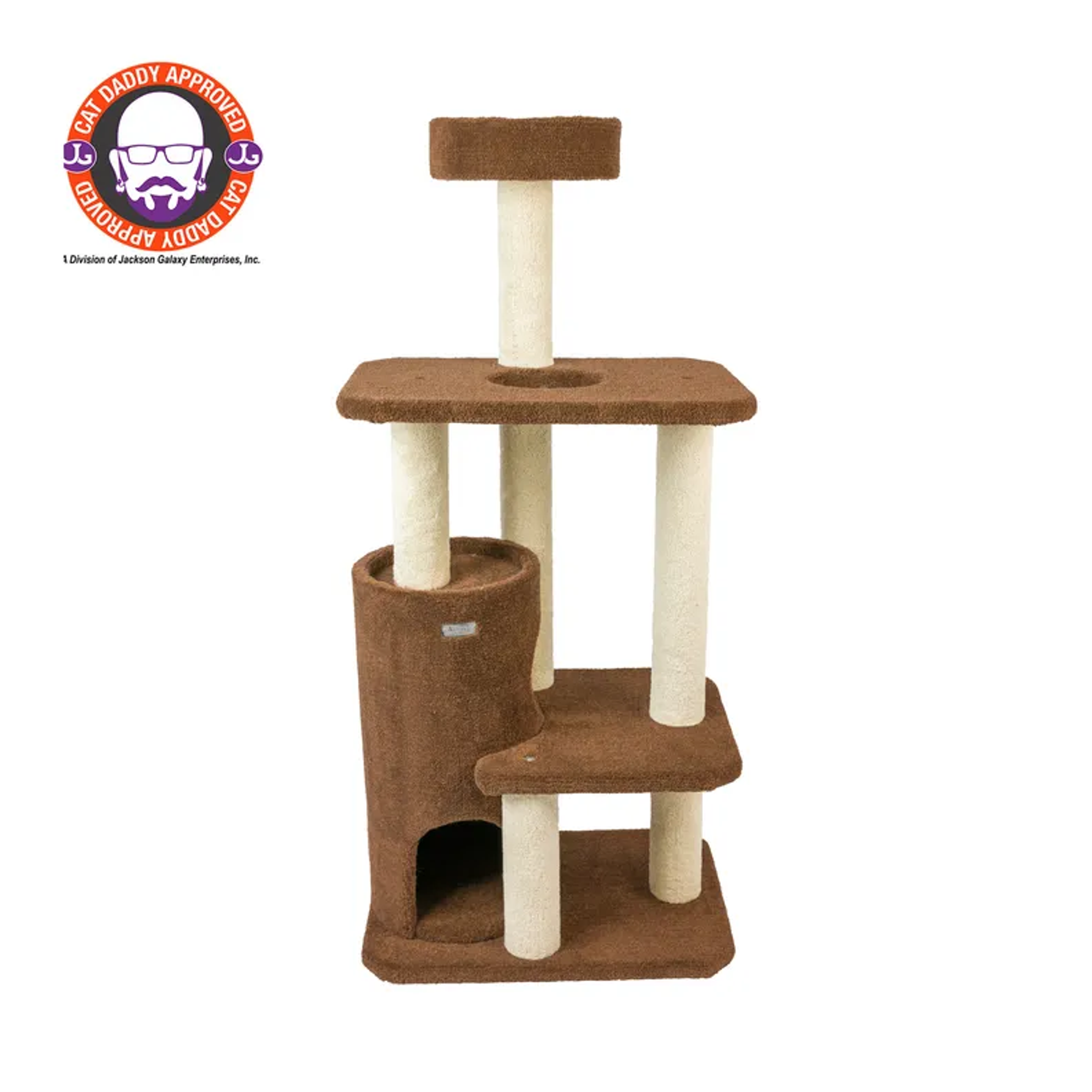 Real Wood 3-Level Carpeted Cat Tree Condo, Kitten Climber Image 1