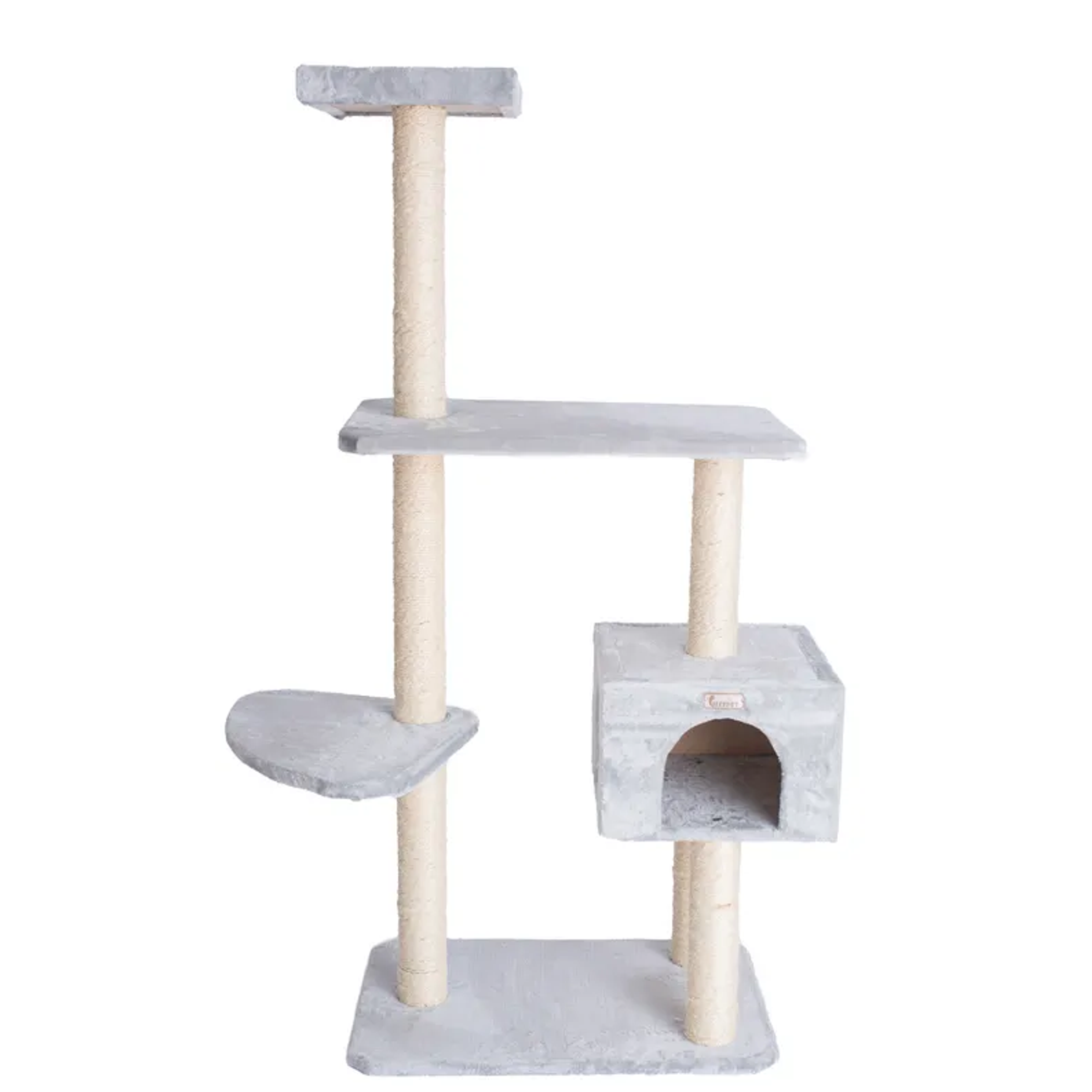 GleePet 57-Inch Cat Tree Real Wood Climbing Perch Gray Image 1