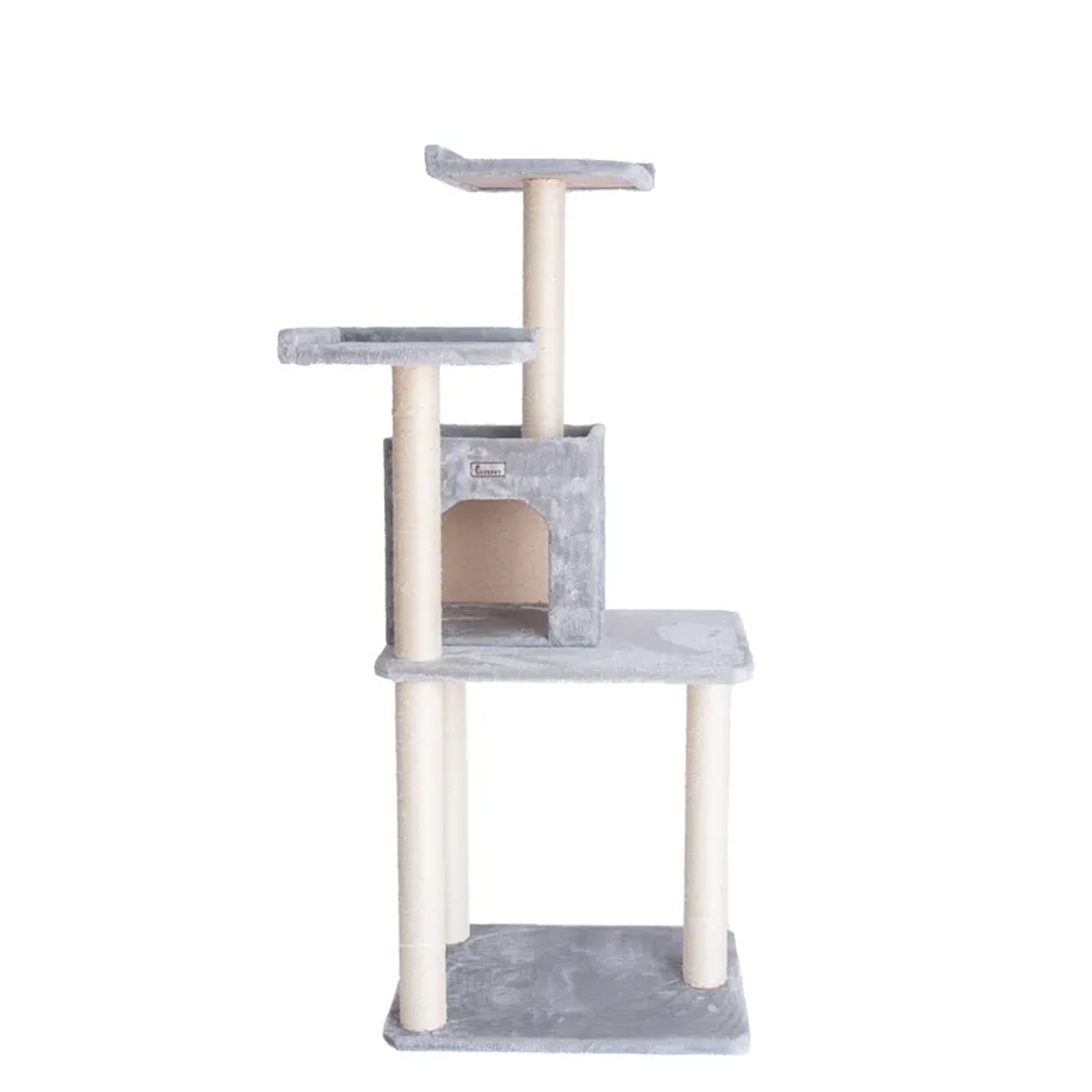 GleePet 57-Inch Cat Tree Two-Door Real Wood Condo Gray Image 1