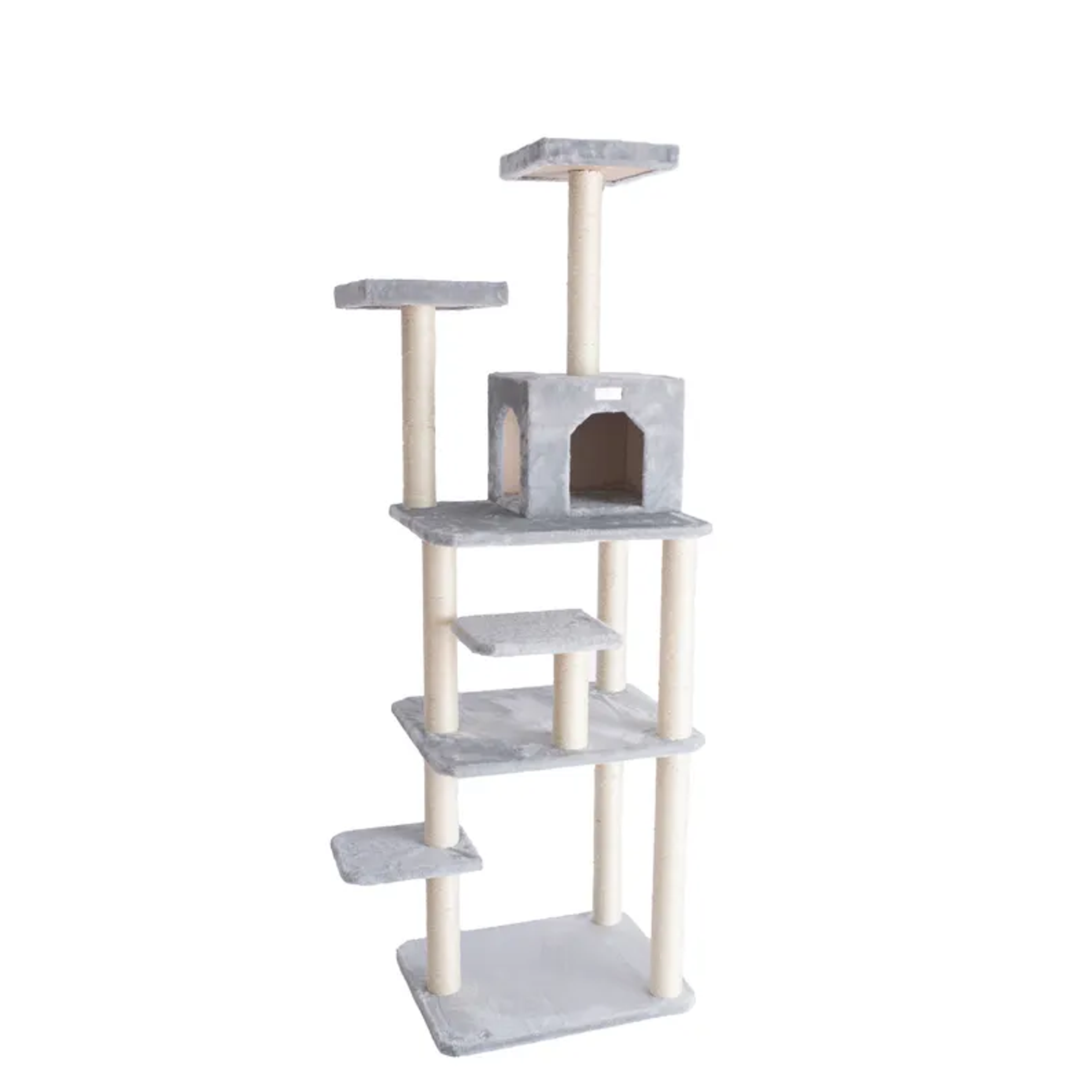 GleePet 74-Inch Real Wood Cat Tree W Seven Levels Gray Image 1