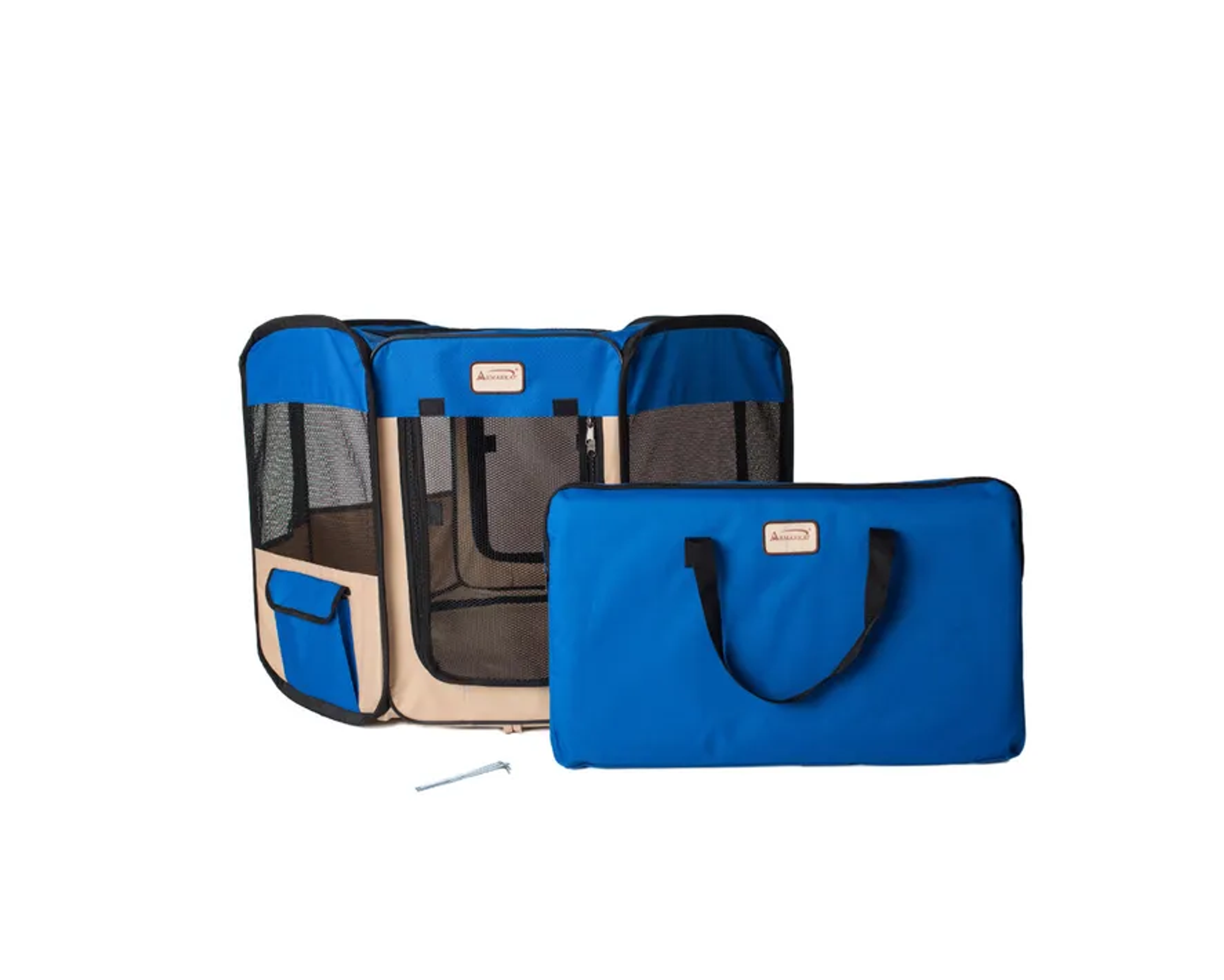 Armarkat Portable Pet Playpen In Blue and Beige Combo Image 1