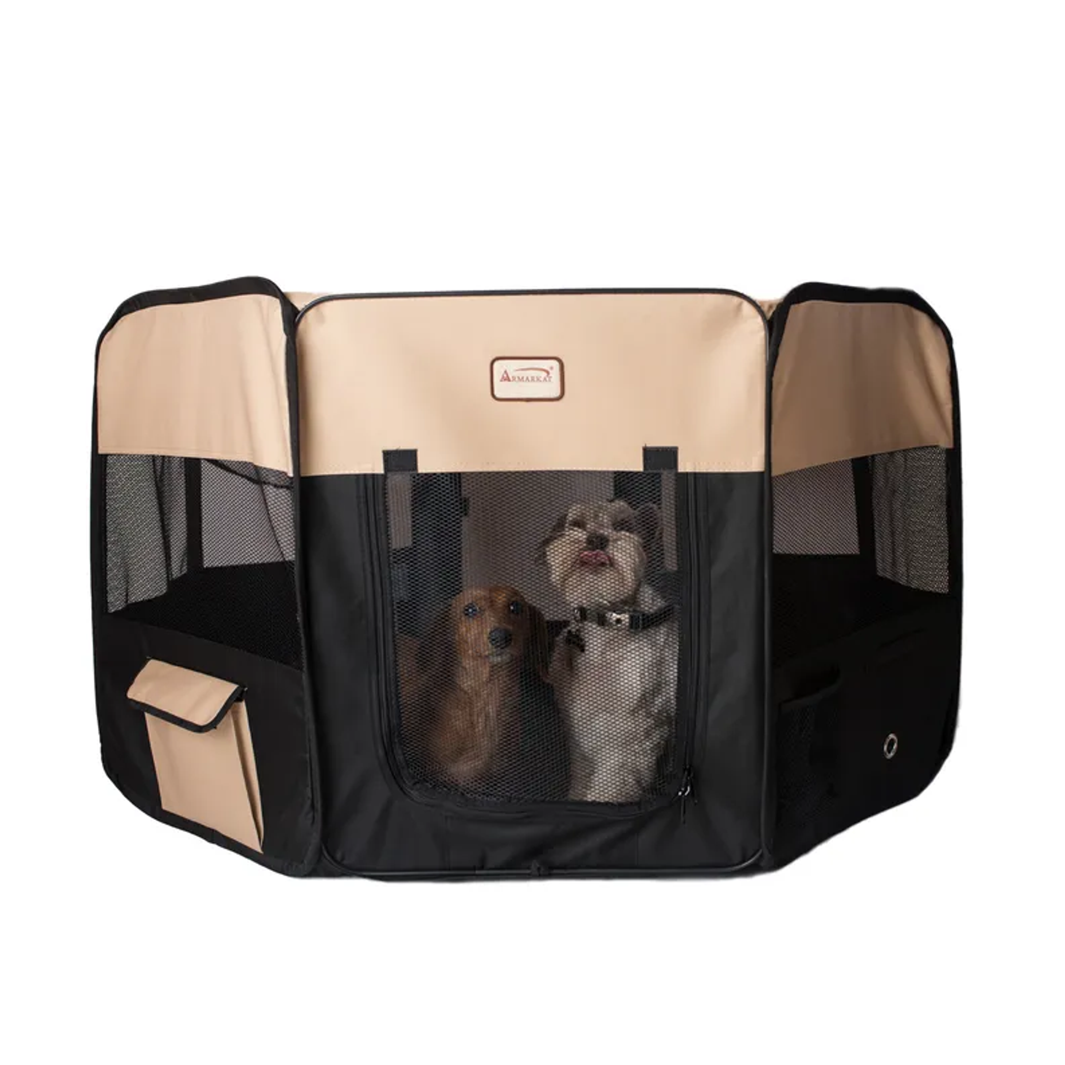 Armarkat PP003BGE-XL Portable Pet Playpen In Bk and Bge Comb Image 1