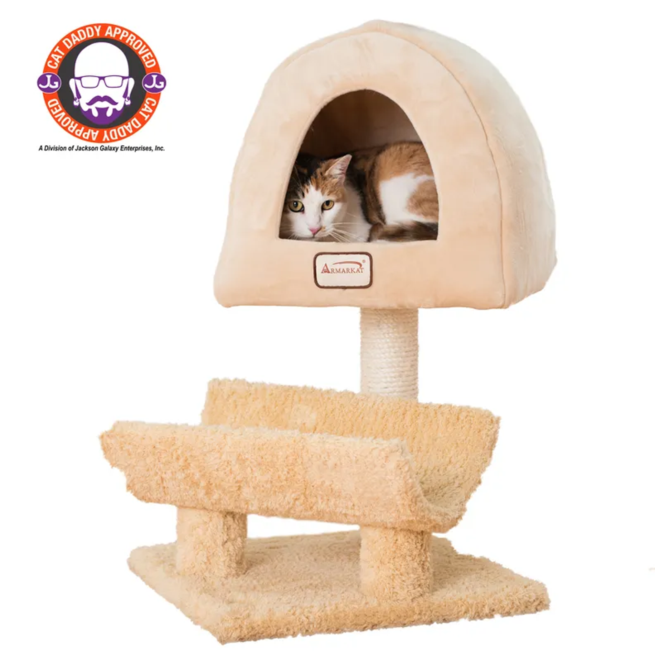 Armarkat X3007 Cat Condo, Real Wood Cat Scratching Post Image 1
