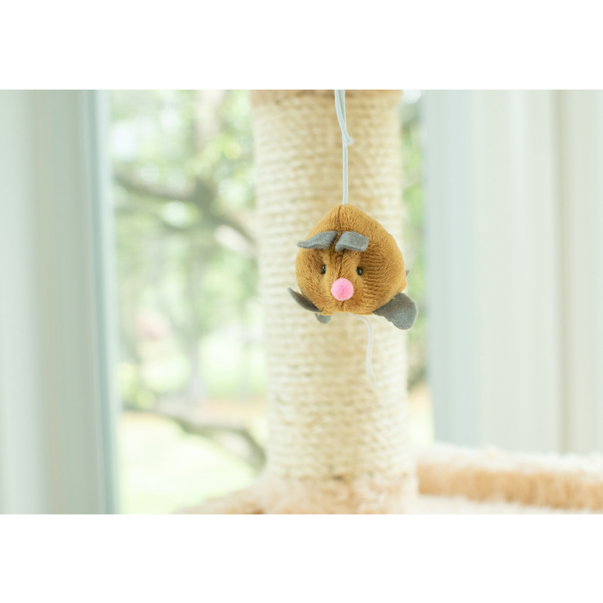 Cat Tree Multi-Function Cat Tower in Beige with 83 inches Height 1.5mm Pressed Wood 24x24 inches Base with Rope Swing Ladder and Two Perches