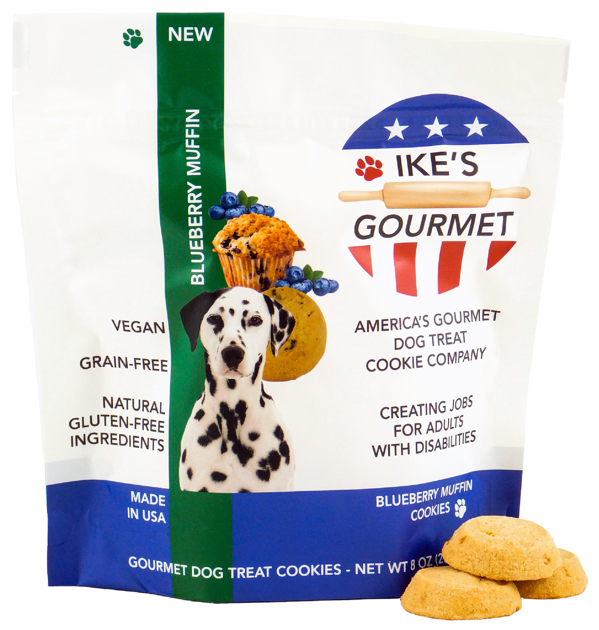 Ike's Gourmet Blueberry Muffin Dog Treat Cookies - Real Fruit Shortbread Cookies Vegan and All-Natural Grain and Gluten Free Made in USA Image 1