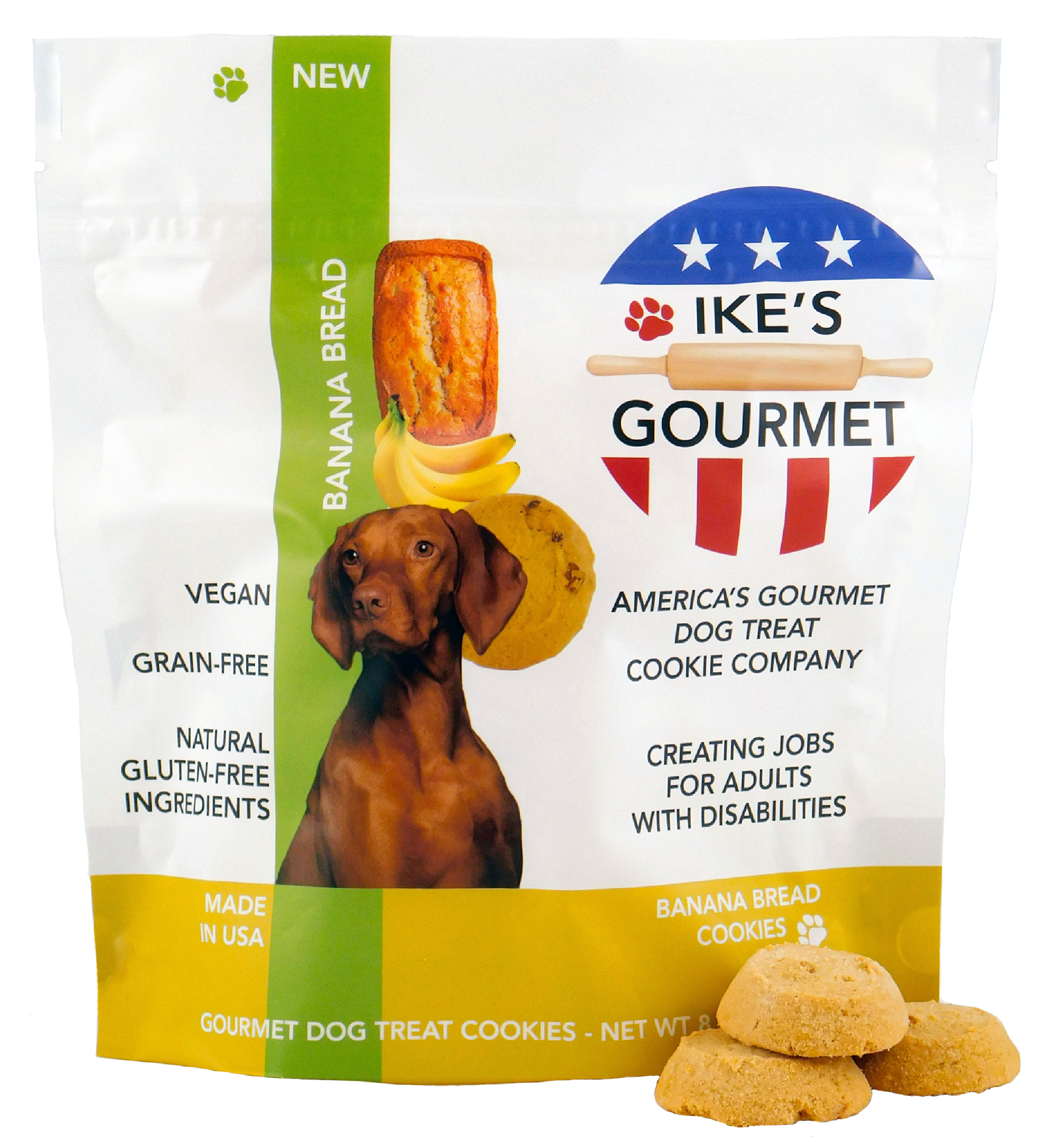 Ike's Gourmet Banana Bread Dog Treat Cookies - Real Fruit Shortbread Cookies Vegan and All-Natural Grain and Gluten Free Made in USA Image 1