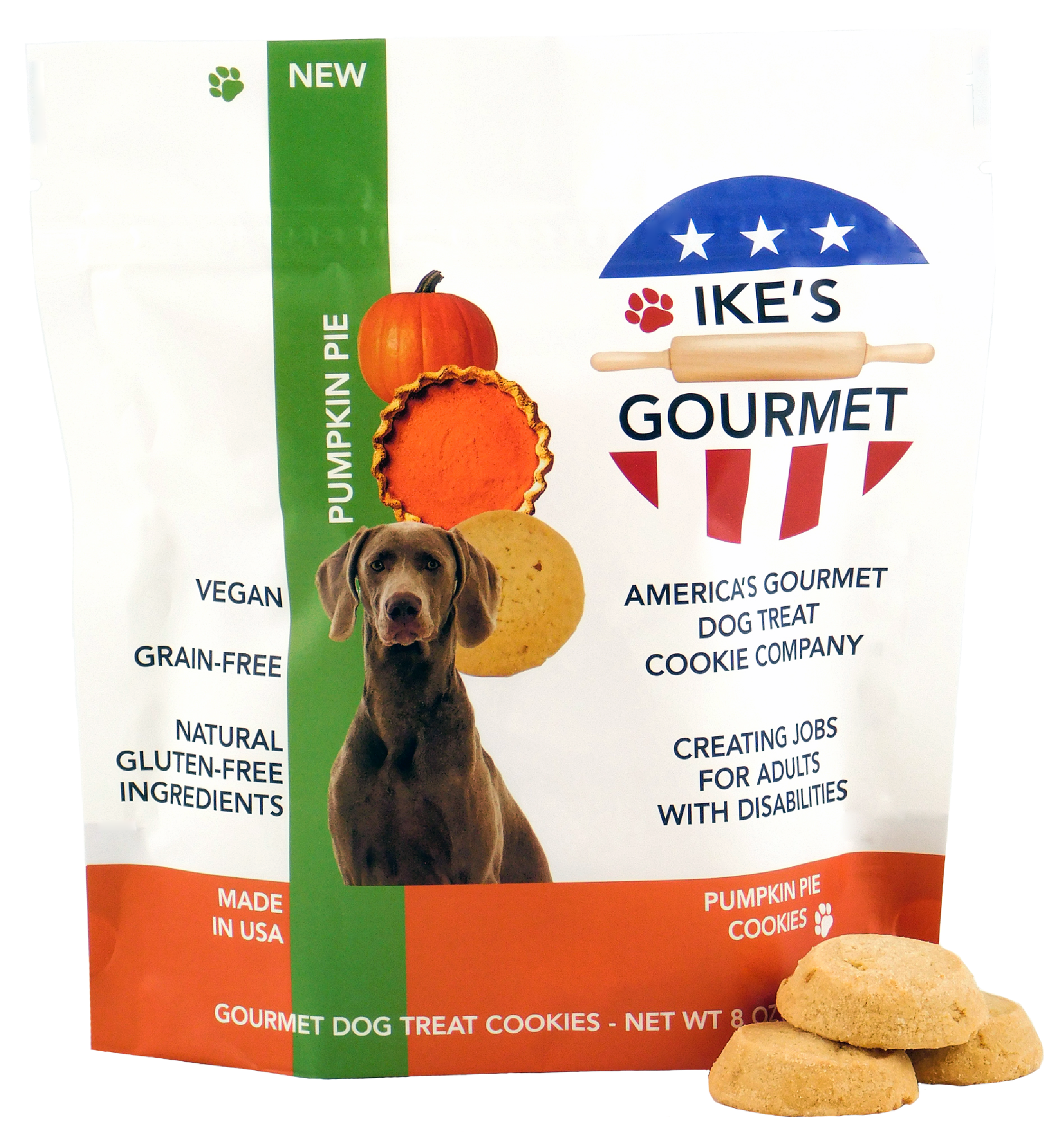 Ike's Gourmet Pumpkin Pie Dog Treat Cookies - Real Fruit Shortbread Cookies Vegan and All-Natural Grain and Gluten Free Made in USA Image 1