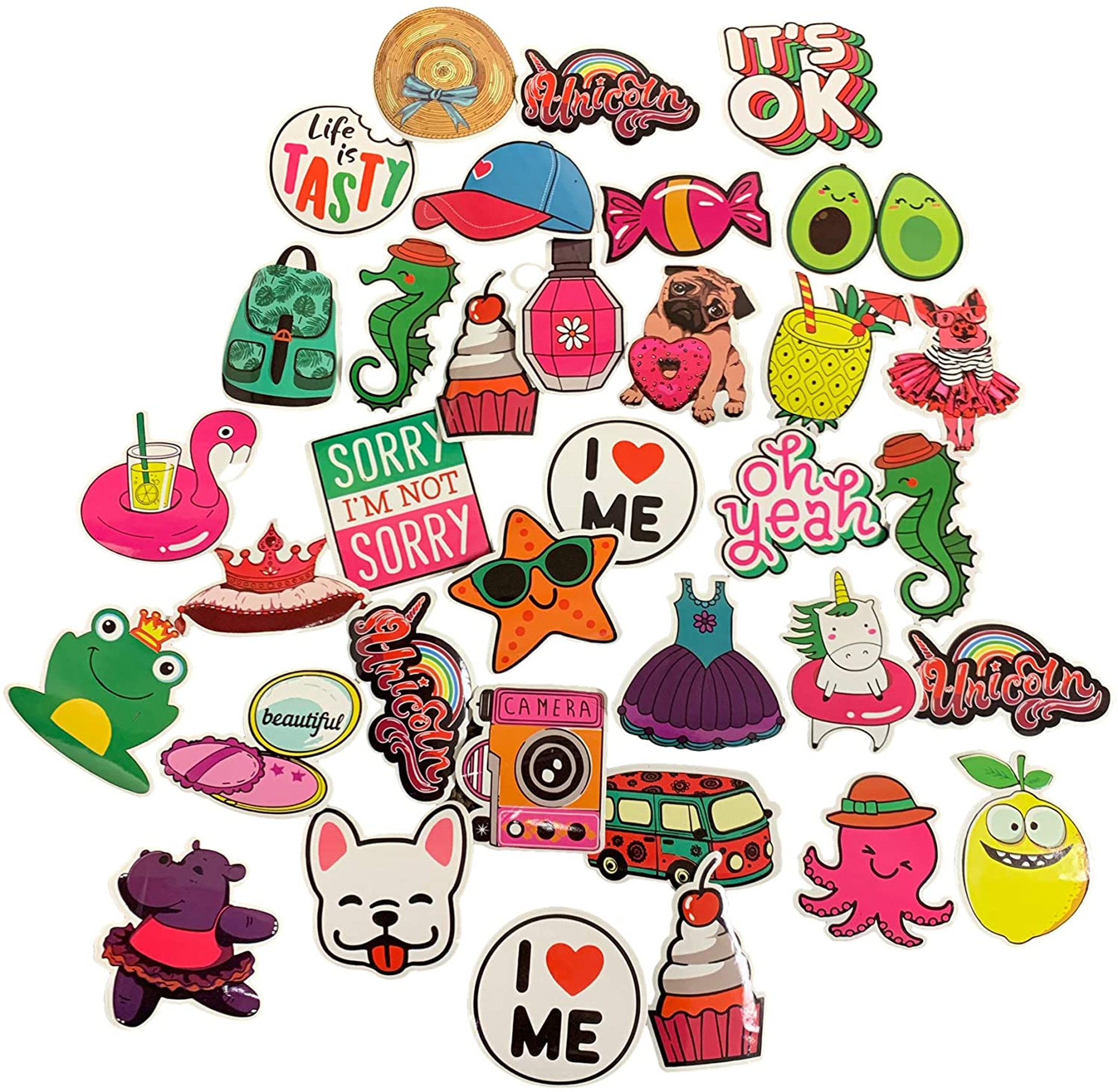Stickers for Hydro Flask Water Bottle Laptop Computer Cellphone Gadget Skateboard 35 Pack 2.5 to 3 Inch Waterproof Vinyl Fun Slogans Easy Peel