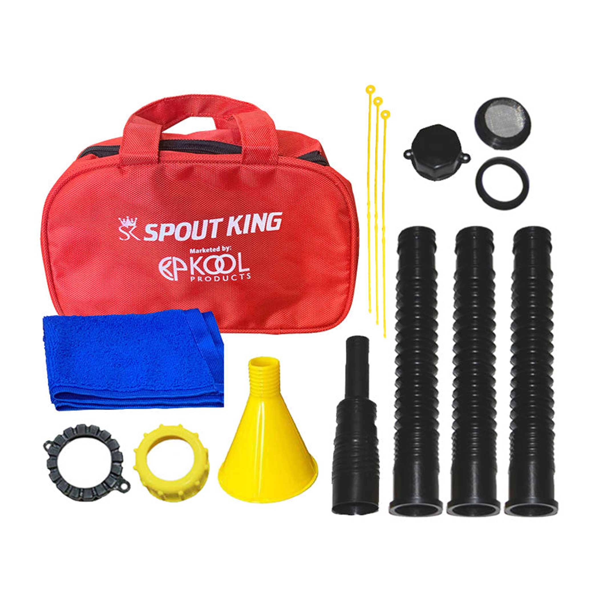 Gas Can Spout Kit Emergency Fluid Transfer Accessories Includes Cleaning Cloth Setup Instructions Carry Bag