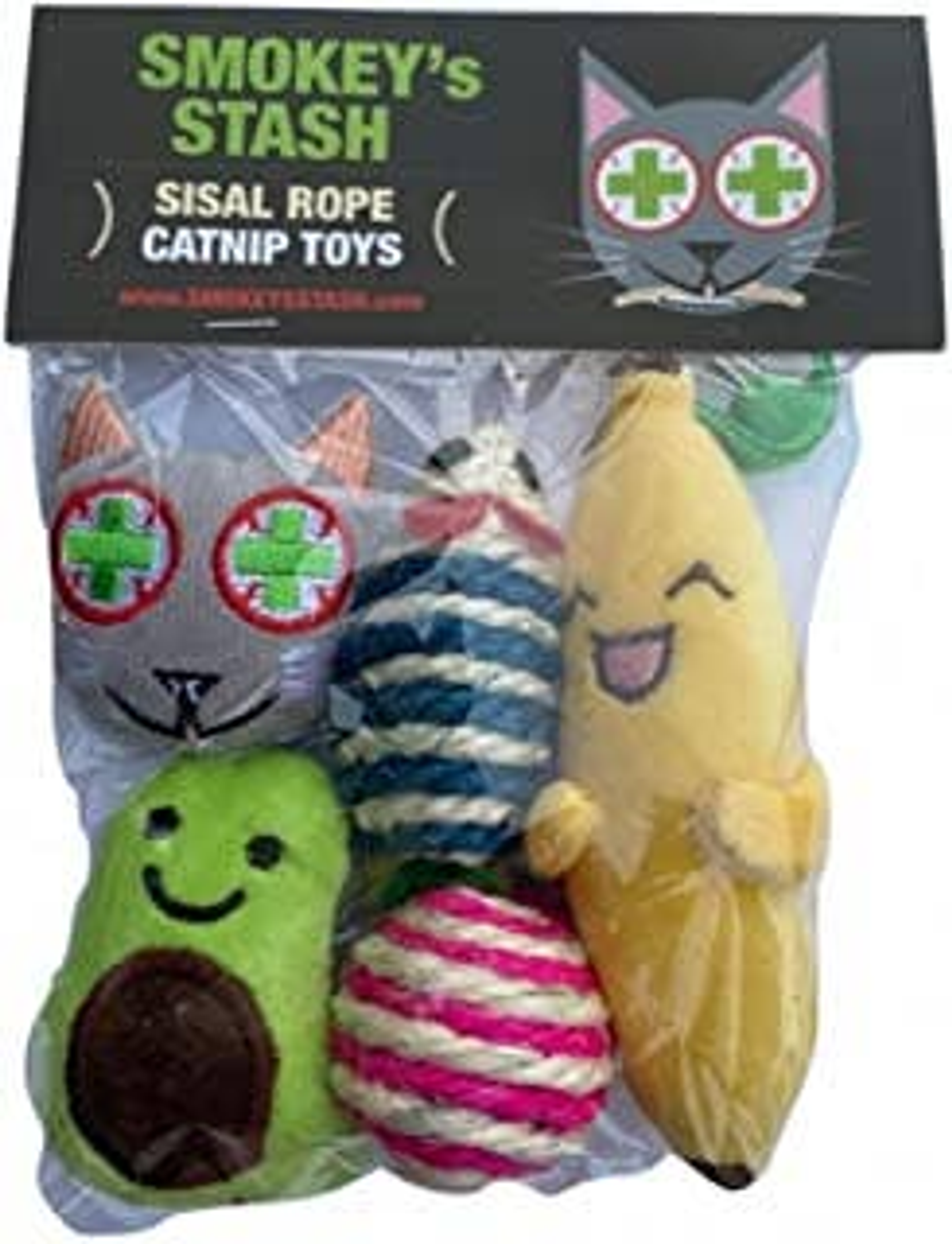 Smokey's Stash Catnip Toys-Avocado, Banana & Sisal Rope Toys Image 1