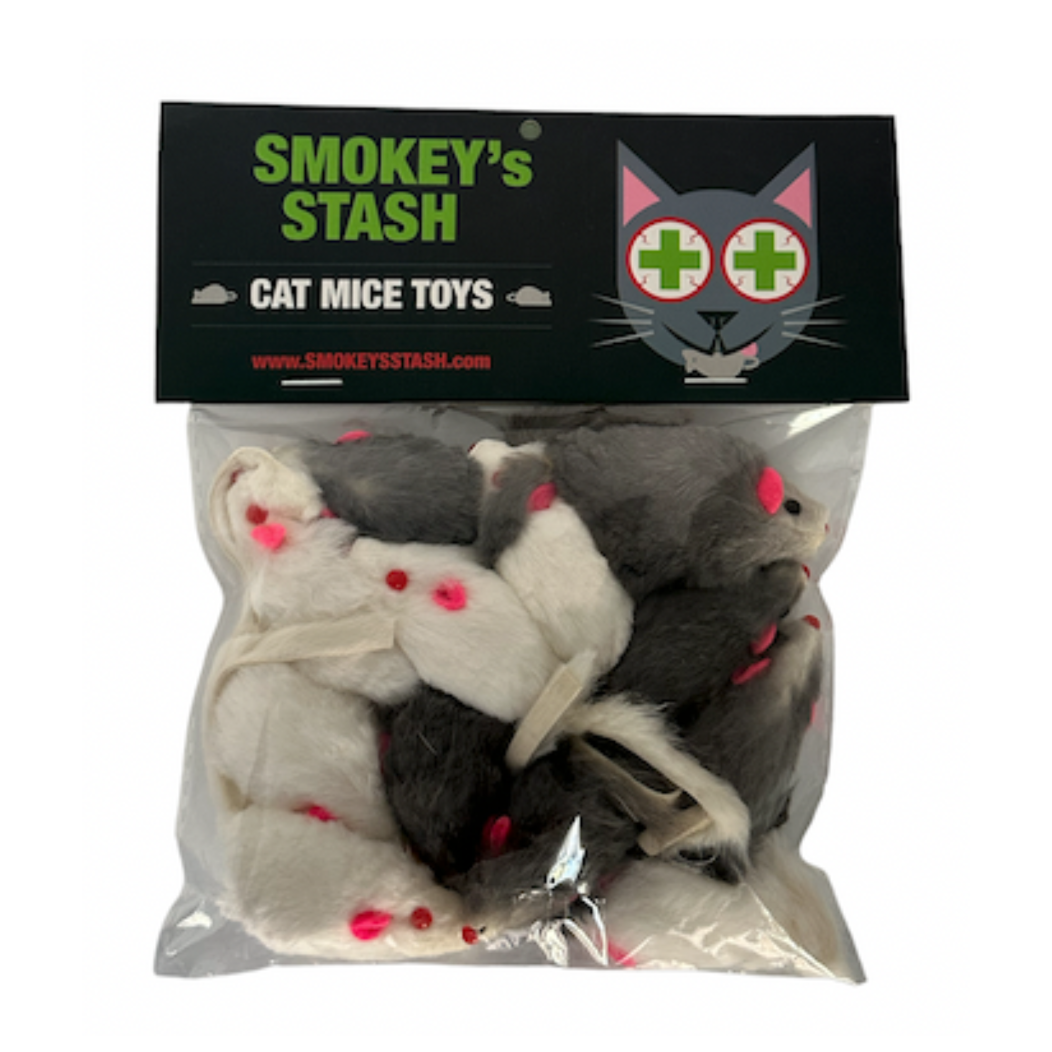 Smokey's Stash Rabbit Fur Mouse Cat Toy Image 1
