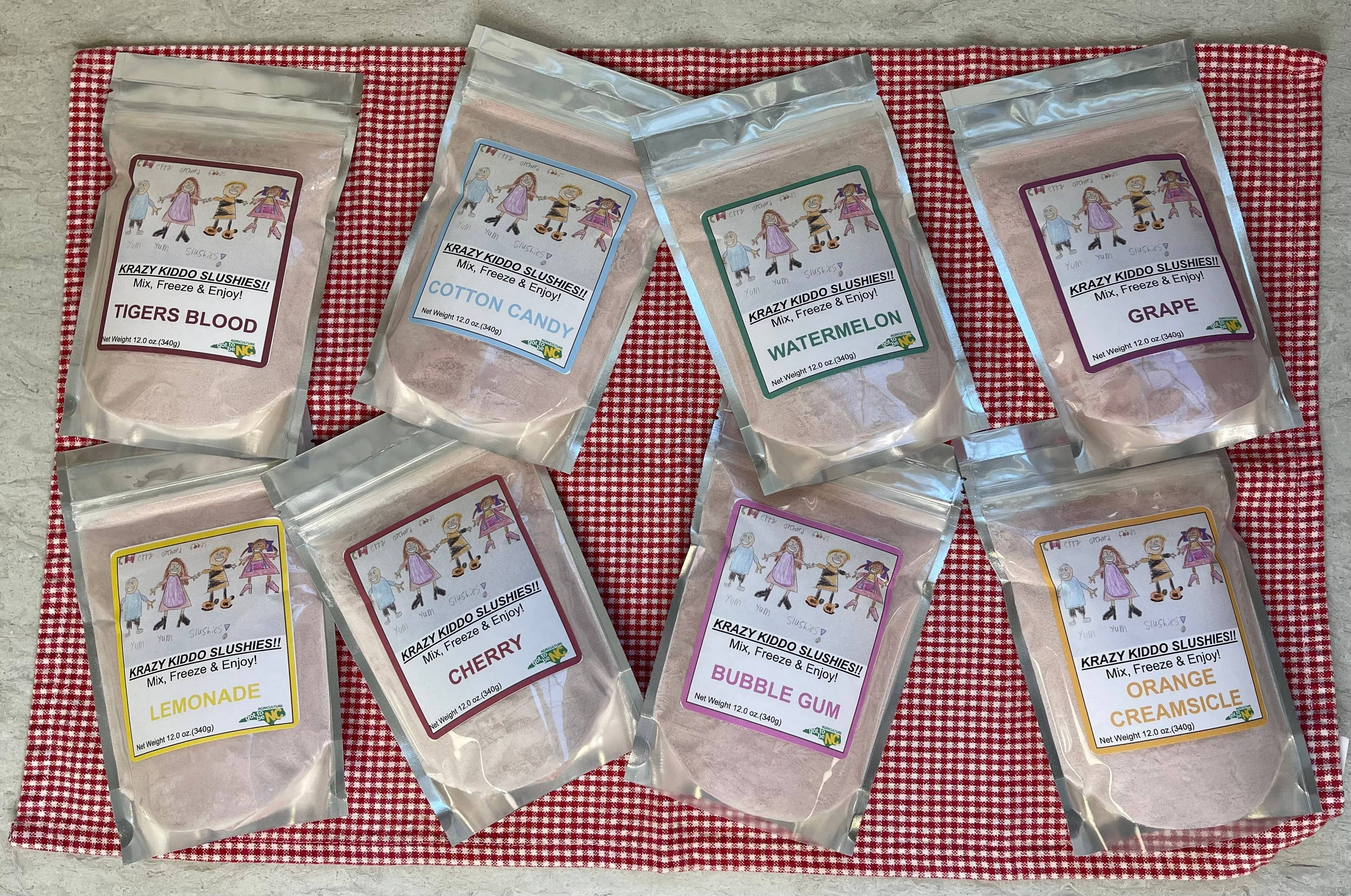 Slushie Mix Kids Fun Flavors Natural Pink Color 100 Percent Beet Powder 100 Percent Green Tea Powder 8 Flavors