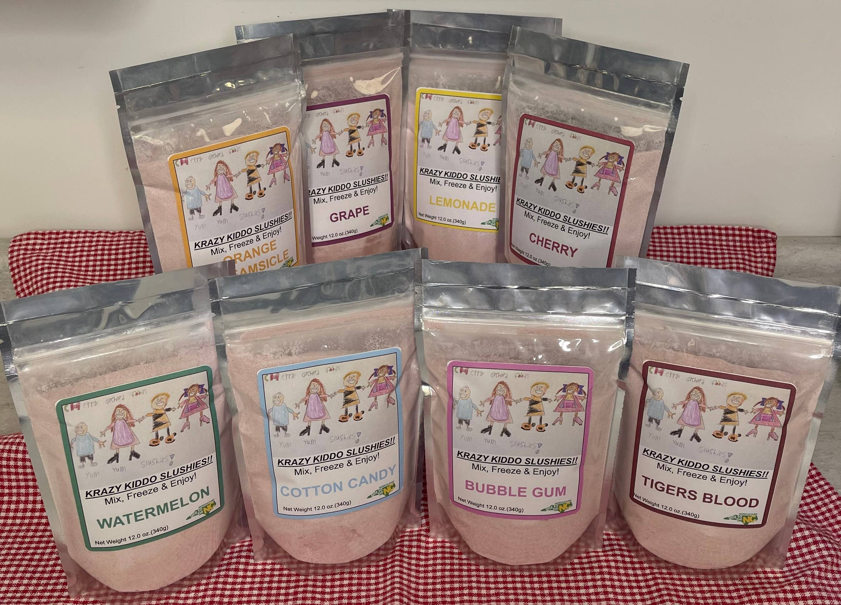 Slushie Mix Kids Fun Flavors Natural Pink Color 100 Percent Beet Powder 100 Percent Green Tea Powder 8 Flavors