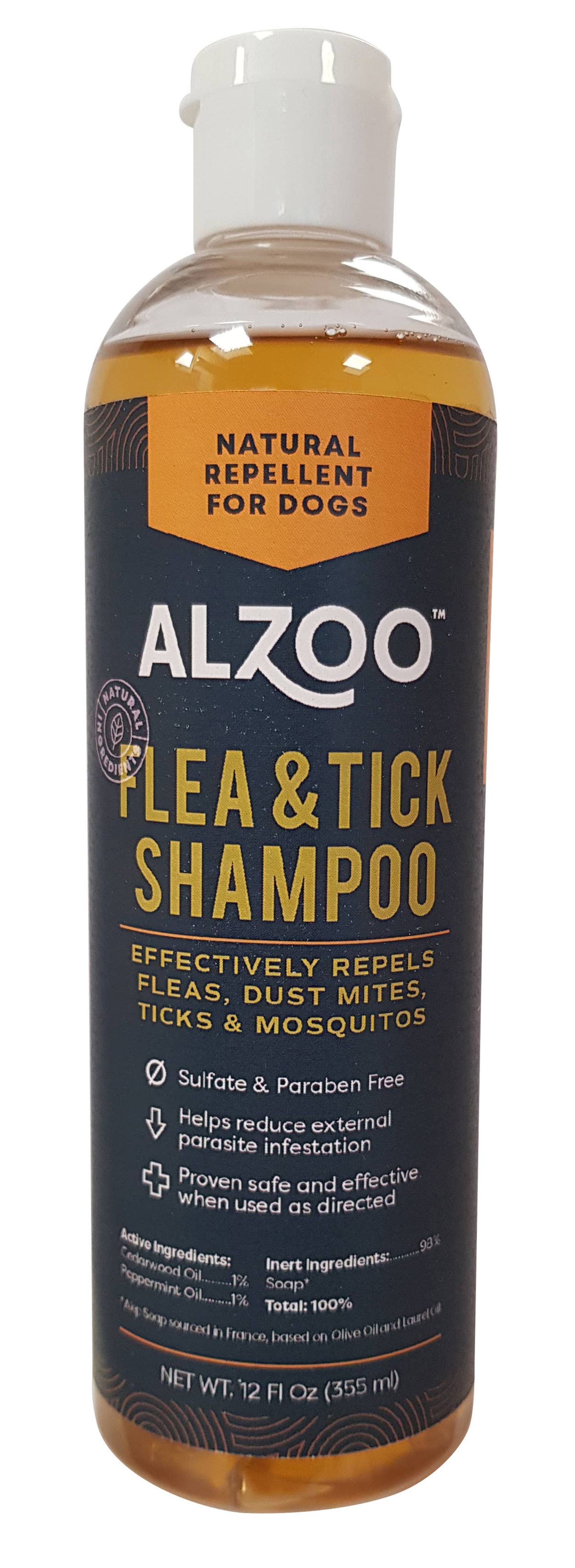 ALZOO Plant-Based Flea and Tick Repellent Shampoo for Dogs, 12oz Image 1