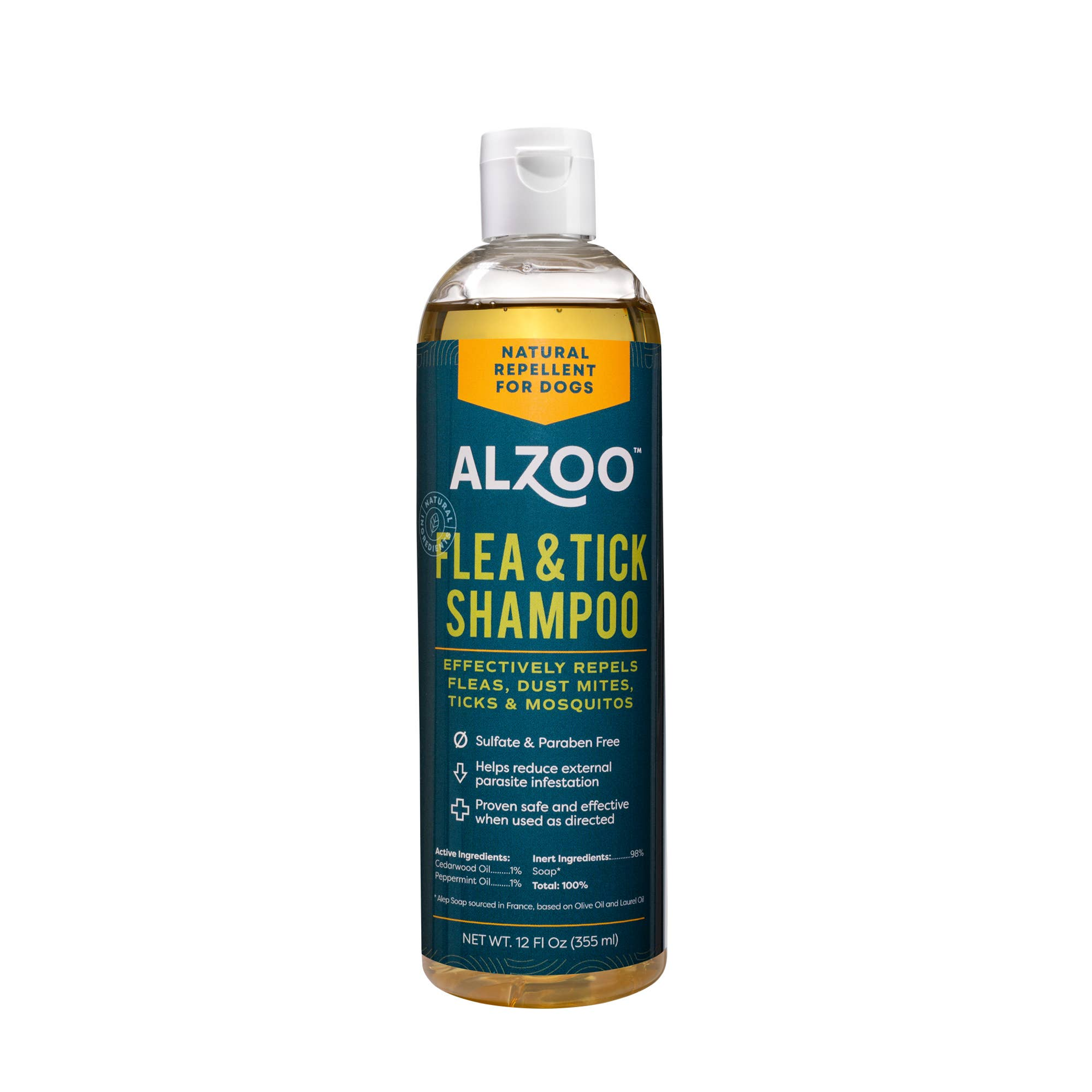Dog Shampoo Flea and Tick Repellent 12oz Plant-Based Essential Oils Sulfate and Paraben Free Easy Application Durable