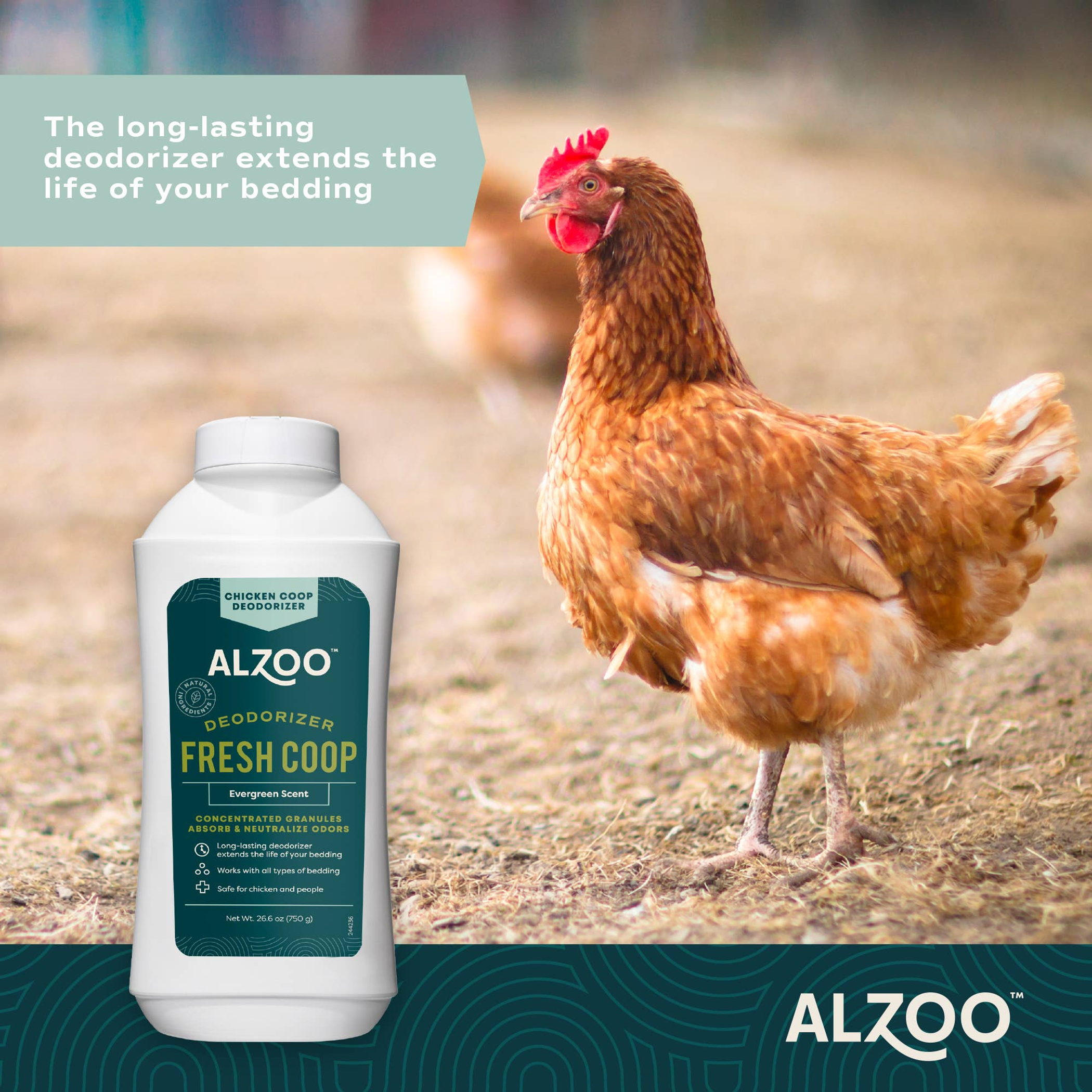 Deodorizer Chicken Coop Neutralize Prevent Odor Formation Prolong Bedding Life 26 oz Approx 30 Applications Natural Granules Evergreen Scent