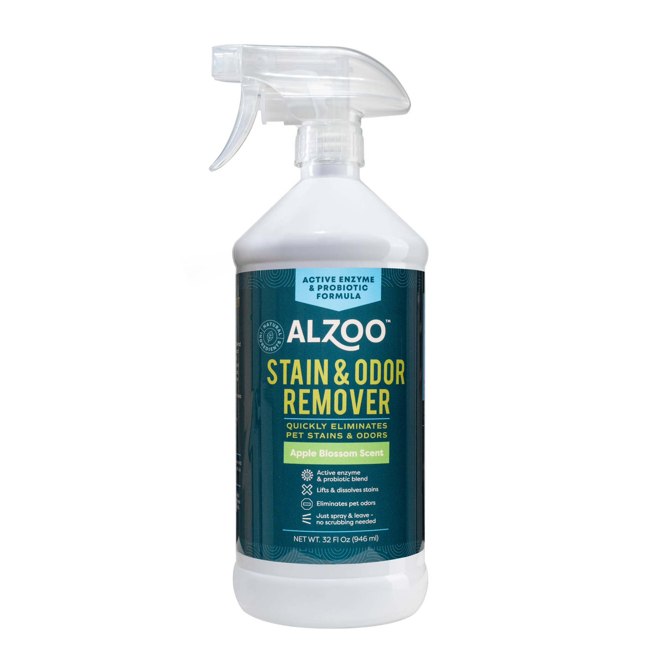 ALZOO Enzymatic Stain & Odor Remover Apple Blossom, 32oz Image 1