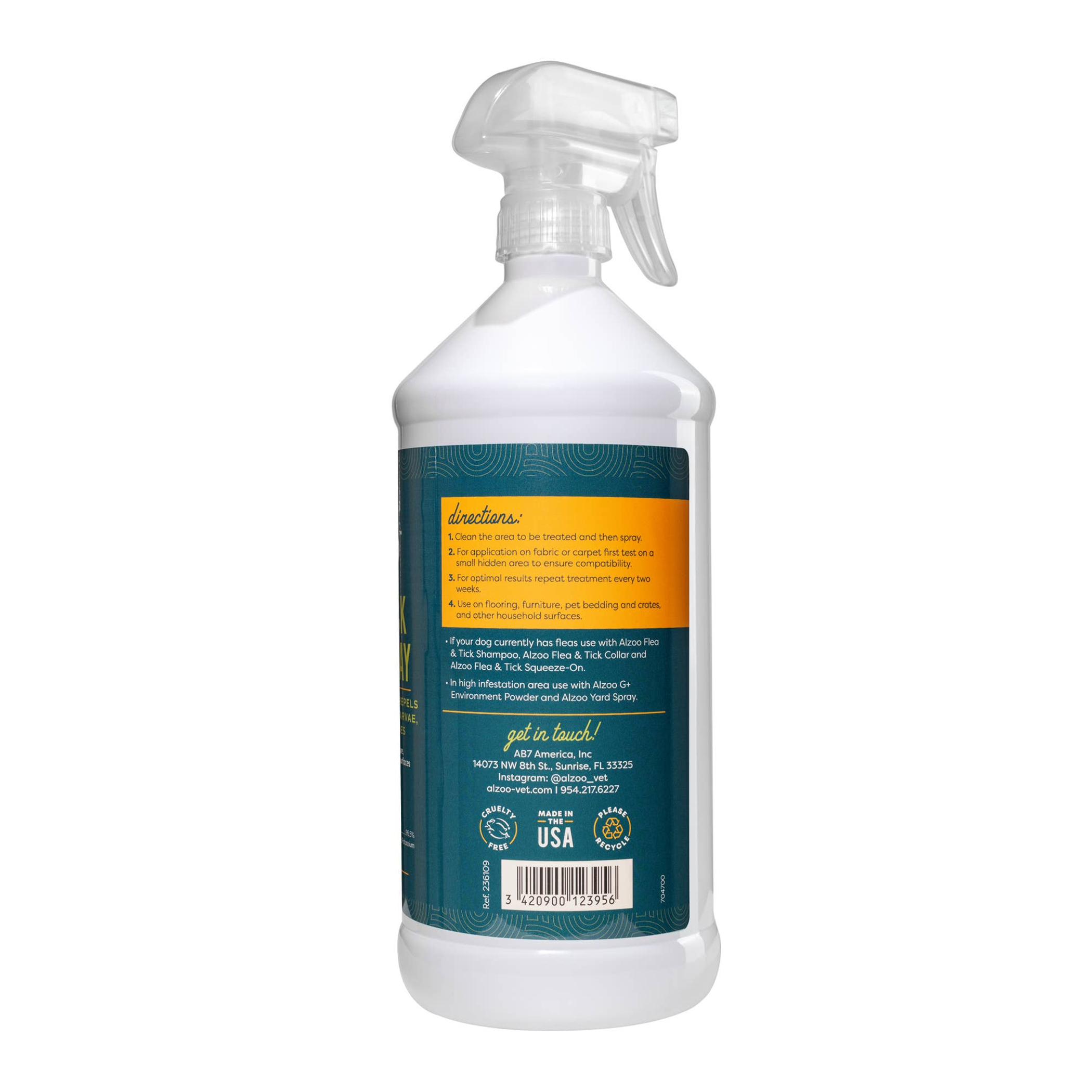 Flea and Tick Home Spray effectively kills and repels fleas ticks and mosquitoes 32oz plant-based natural safe for home use