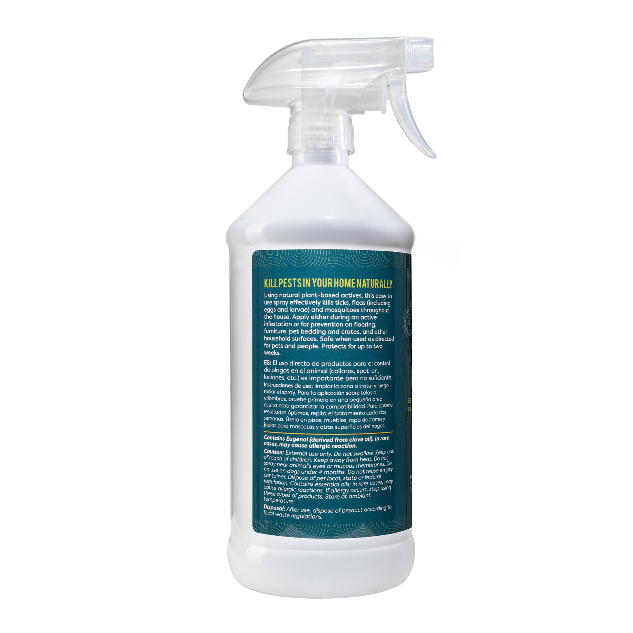 Flea and Tick Home Spray effectively kills and repels fleas ticks and mosquitoes 32oz plant-based natural safe for home use