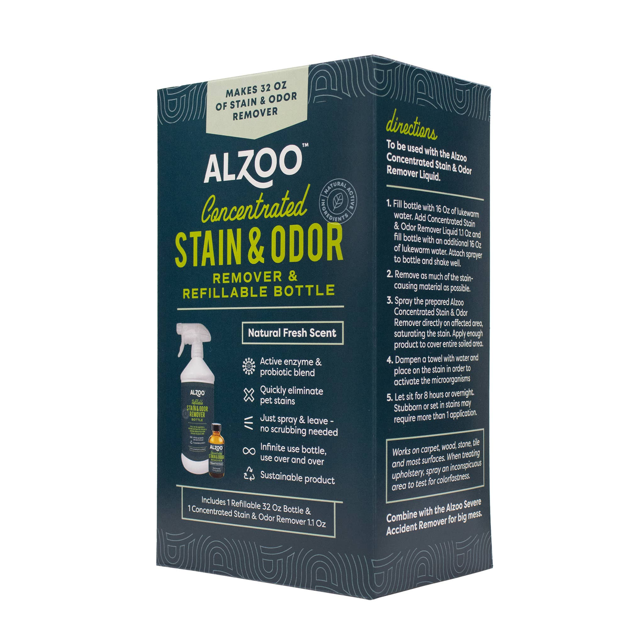 Cleaning Spray Pet Stain and Odor Remover Easy to Use Enzyme Probiotics Plant-Based Extracts 32 oz Compatible with Carpet Wood Stone Tile