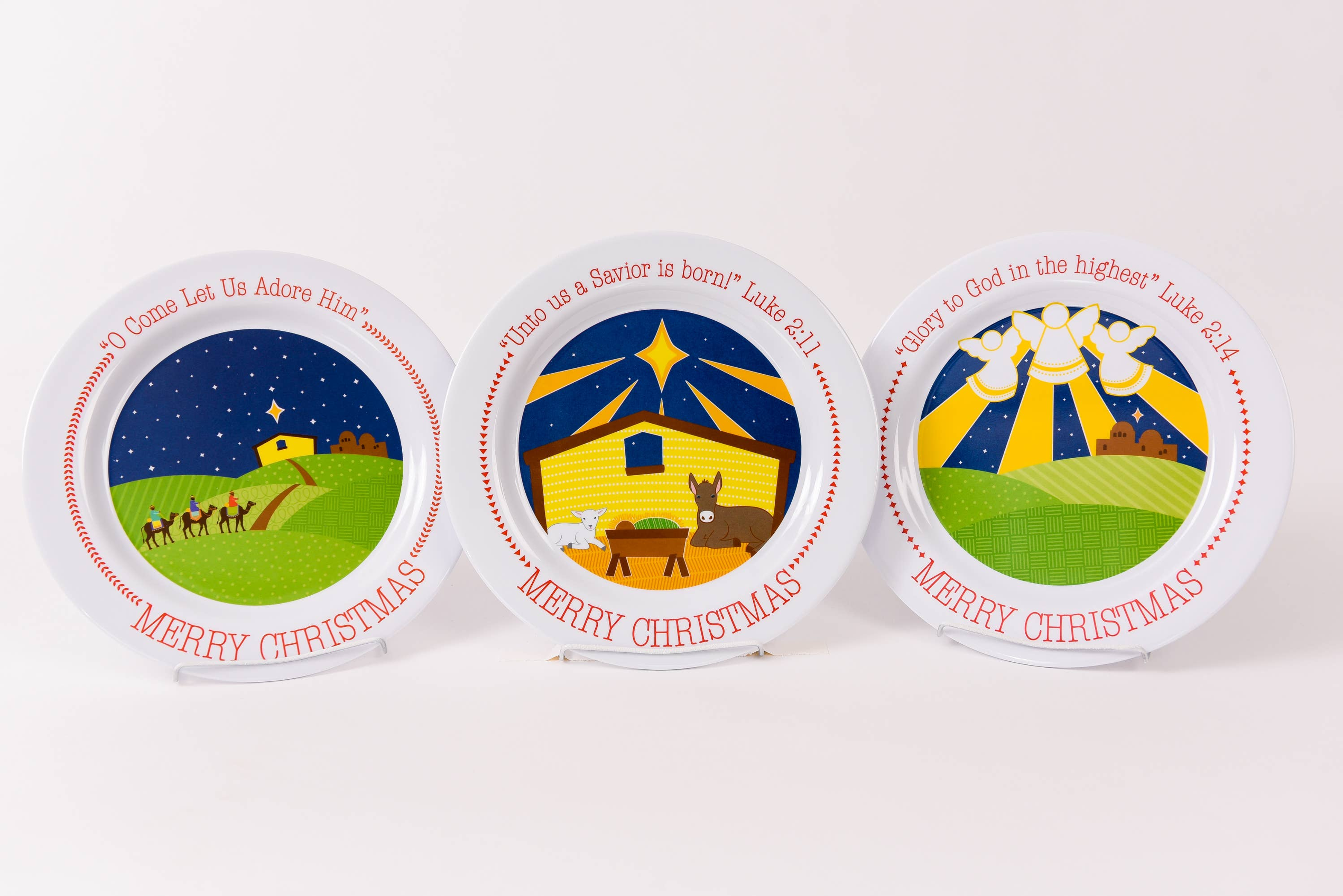 Plate Christmas Storytelling Set Dishwasher Safe BPA Free Non Breakable 3 Designs Durable for Daily Use
