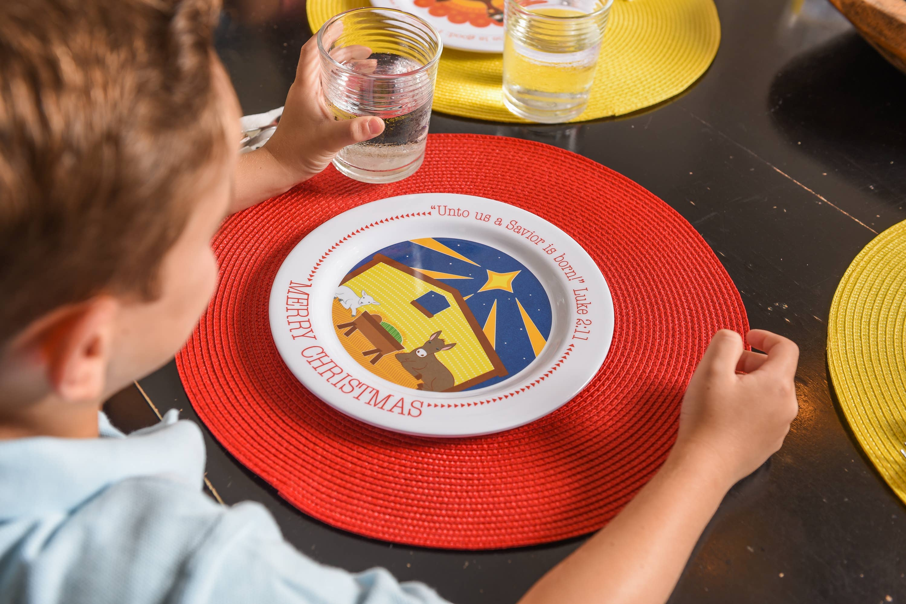 Plate Christmas Storytelling Set Dishwasher Safe BPA Free Non Breakable 3 Designs Durable for Daily Use