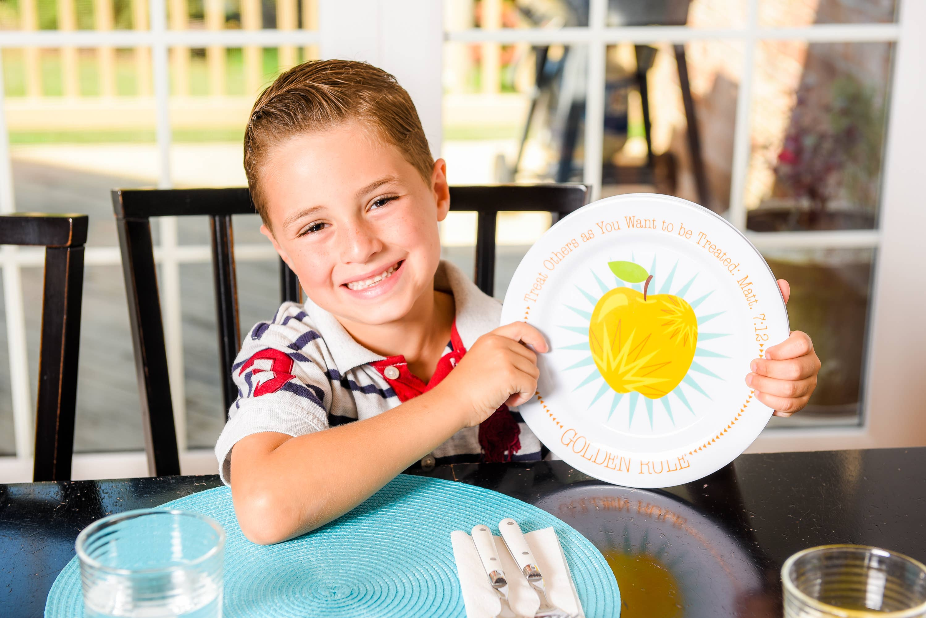 Plate Encourage Children to Treat Others Non-Toxic BPA Free Melamine 9 Inch Diameter Dishwasher Safe