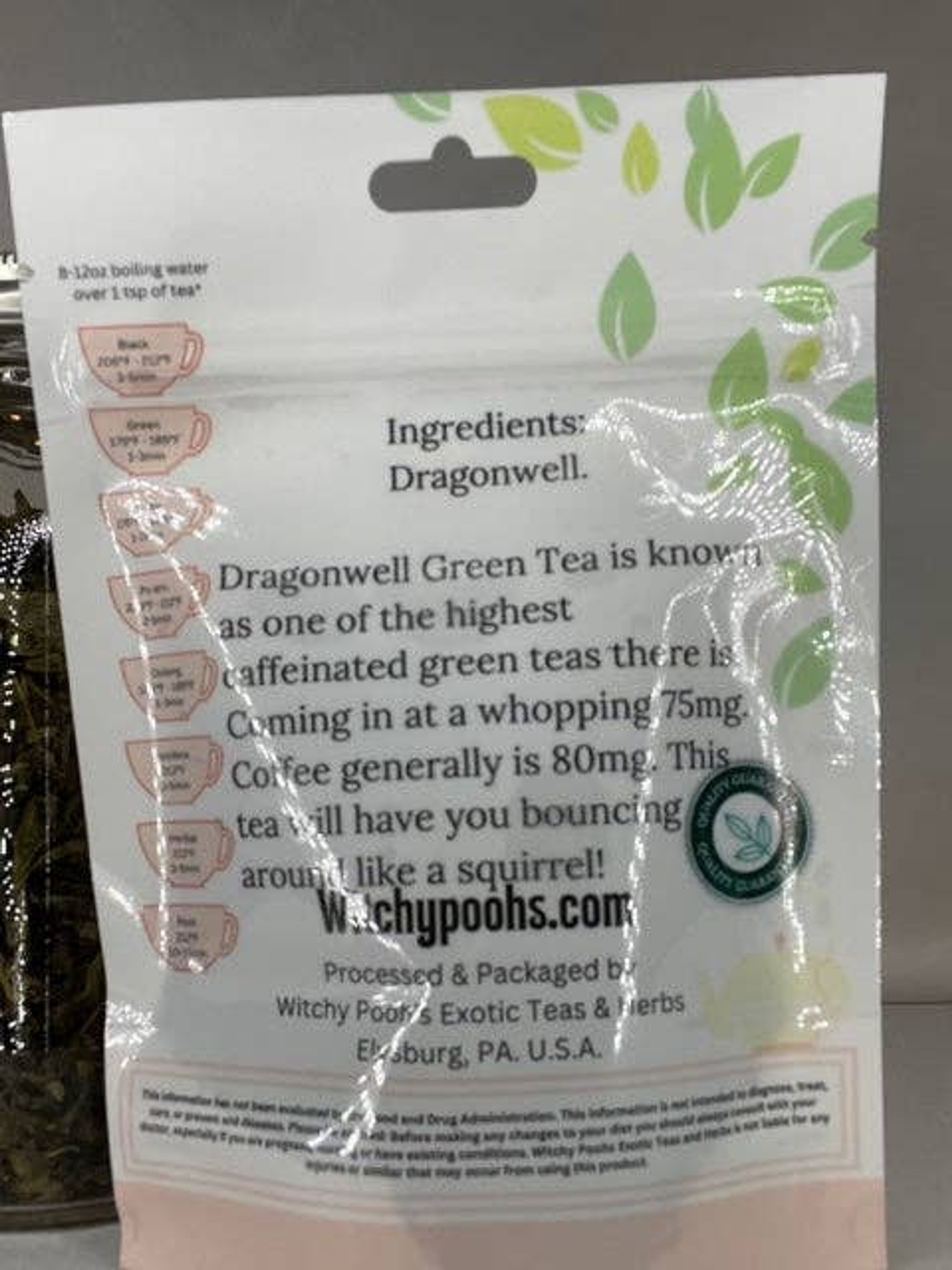 Tea Green Dragon Well High Caffeine Content Strong Distinctive Flavor Organic 100g Loose Leaf Hydration Detoxing