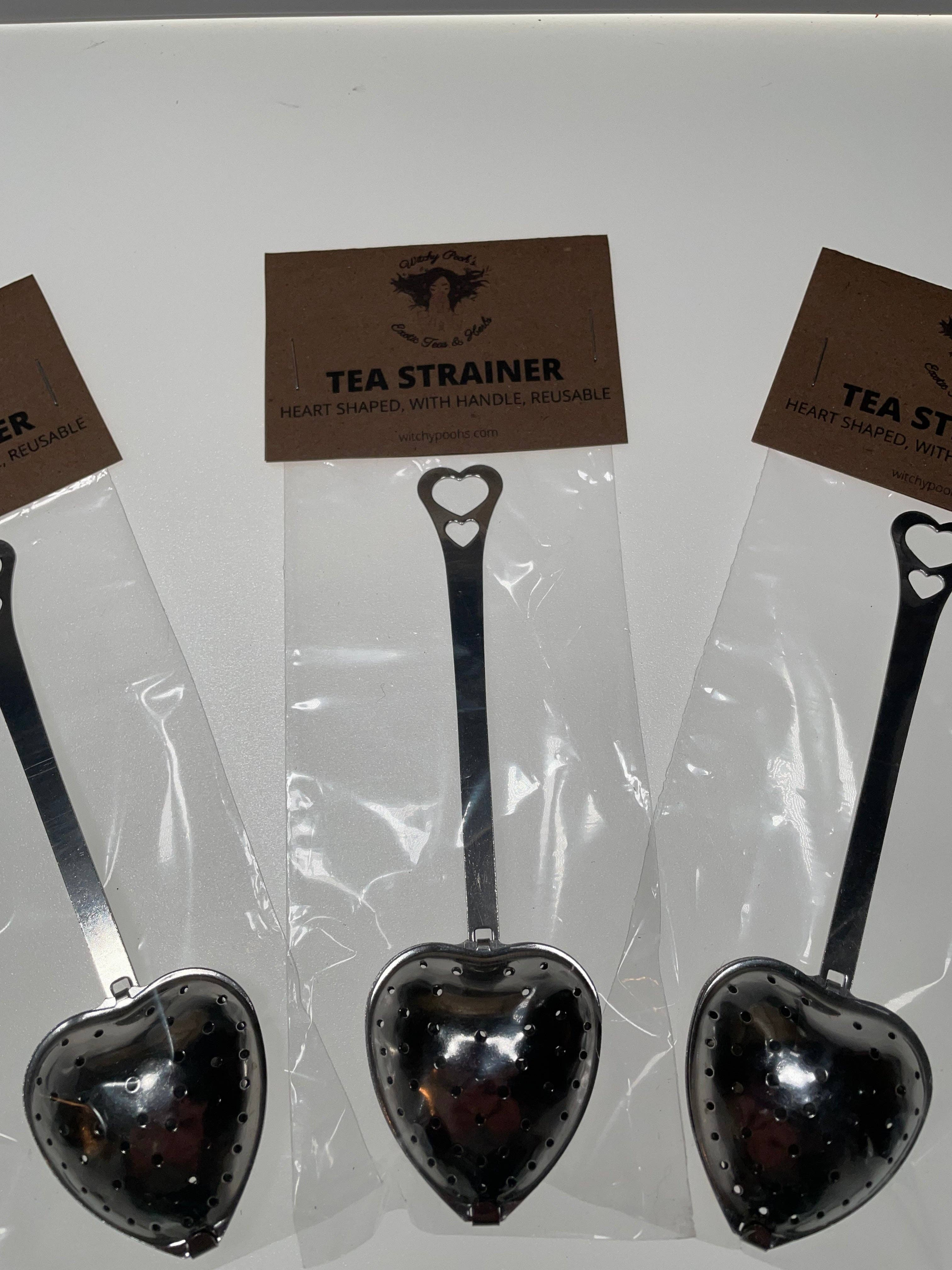 Tea Strainer Heart Shaped Metal for Single Cup Servings with Handle Dishwasher Safe Reusable