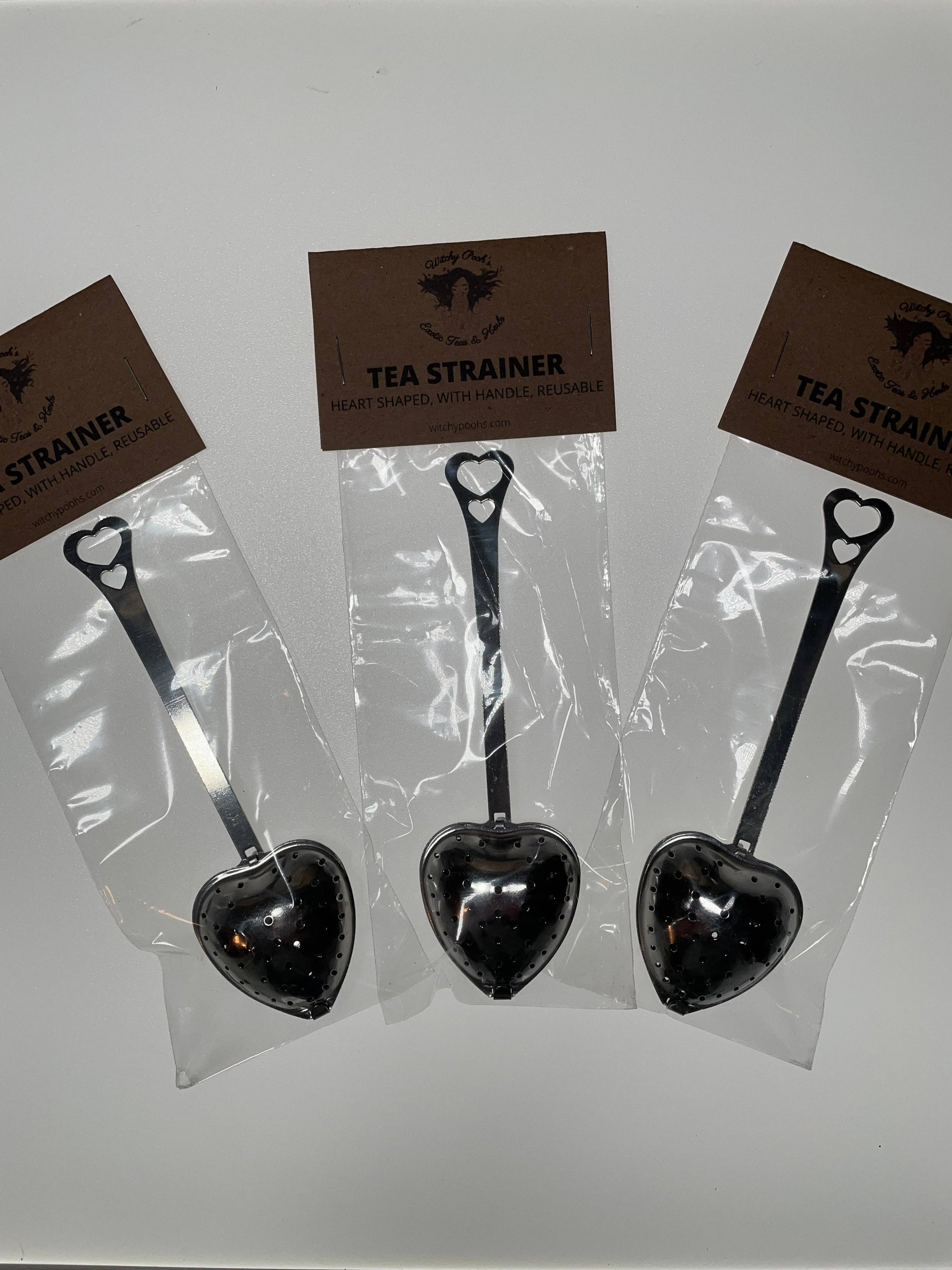 Tea Strainer Heart Shaped Metal for Single Cup Servings with Handle Dishwasher Safe Reusable