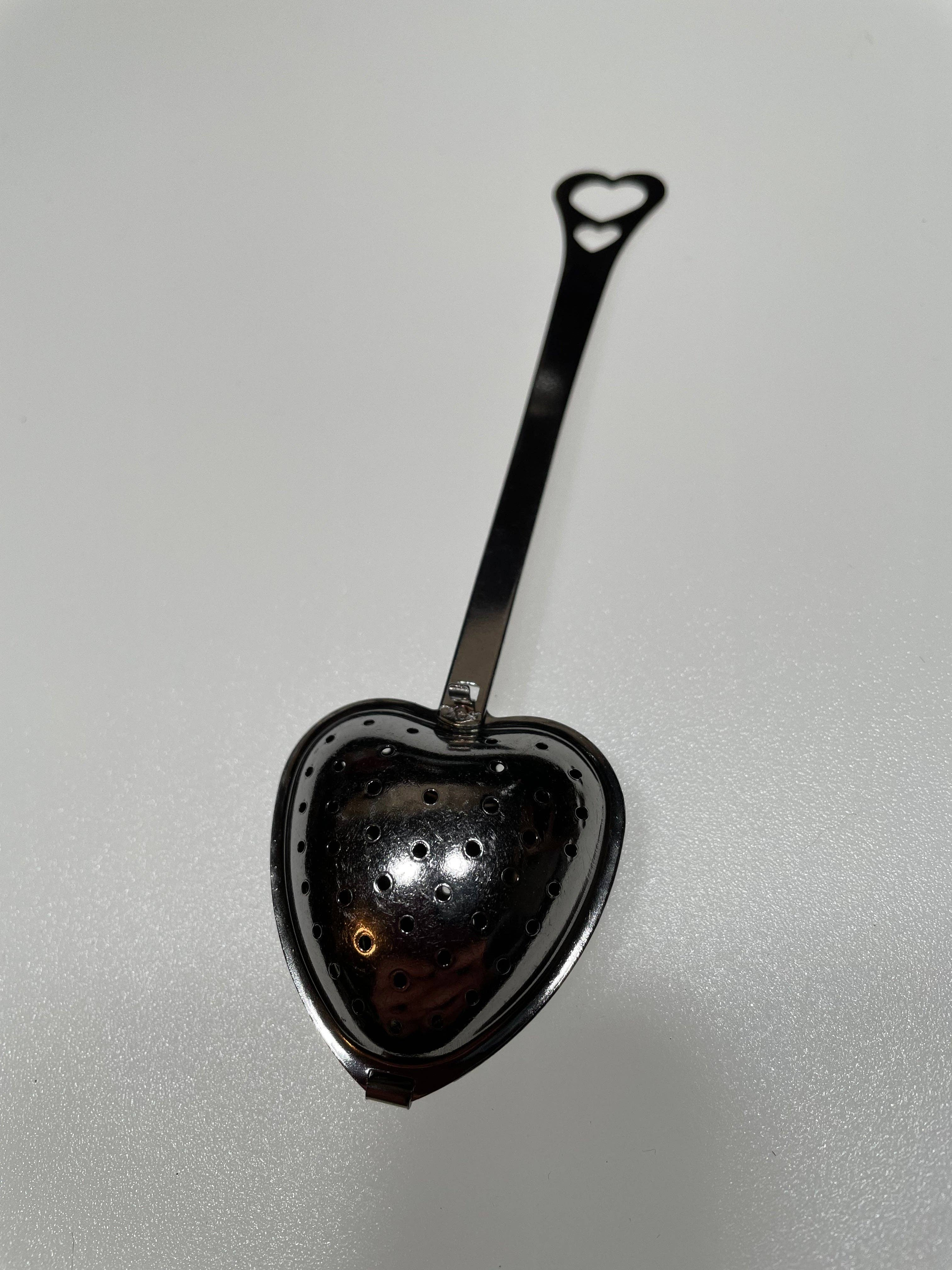 Tea Strainer Heart Shaped Metal for Single Cup Servings with Handle Dishwasher Safe Reusable