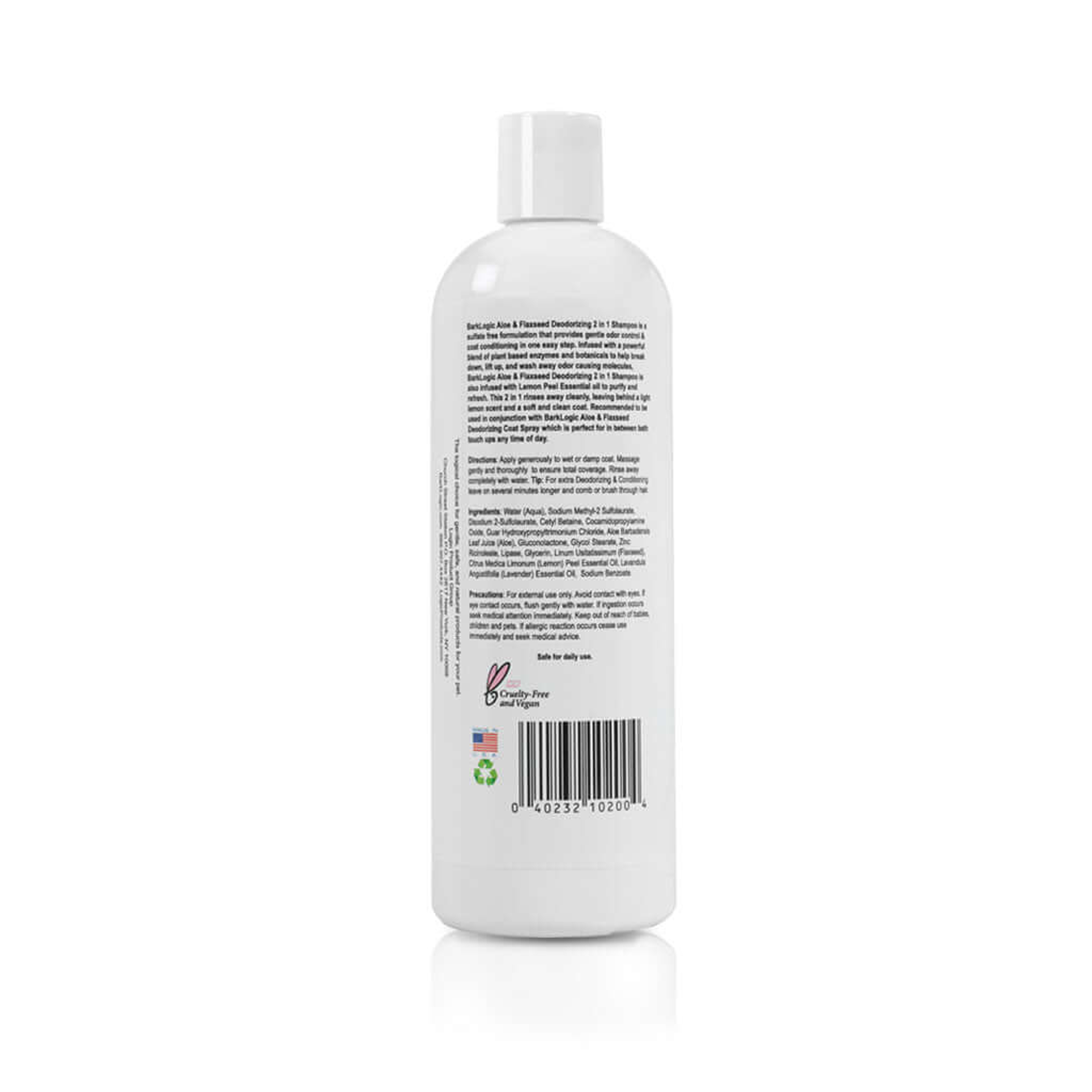 Shampoo 2 in 1 Cleansing and Conditioning Aloe and Flaxseed 16 fl oz Vegan Sulfate Free Lemon Tree Scent