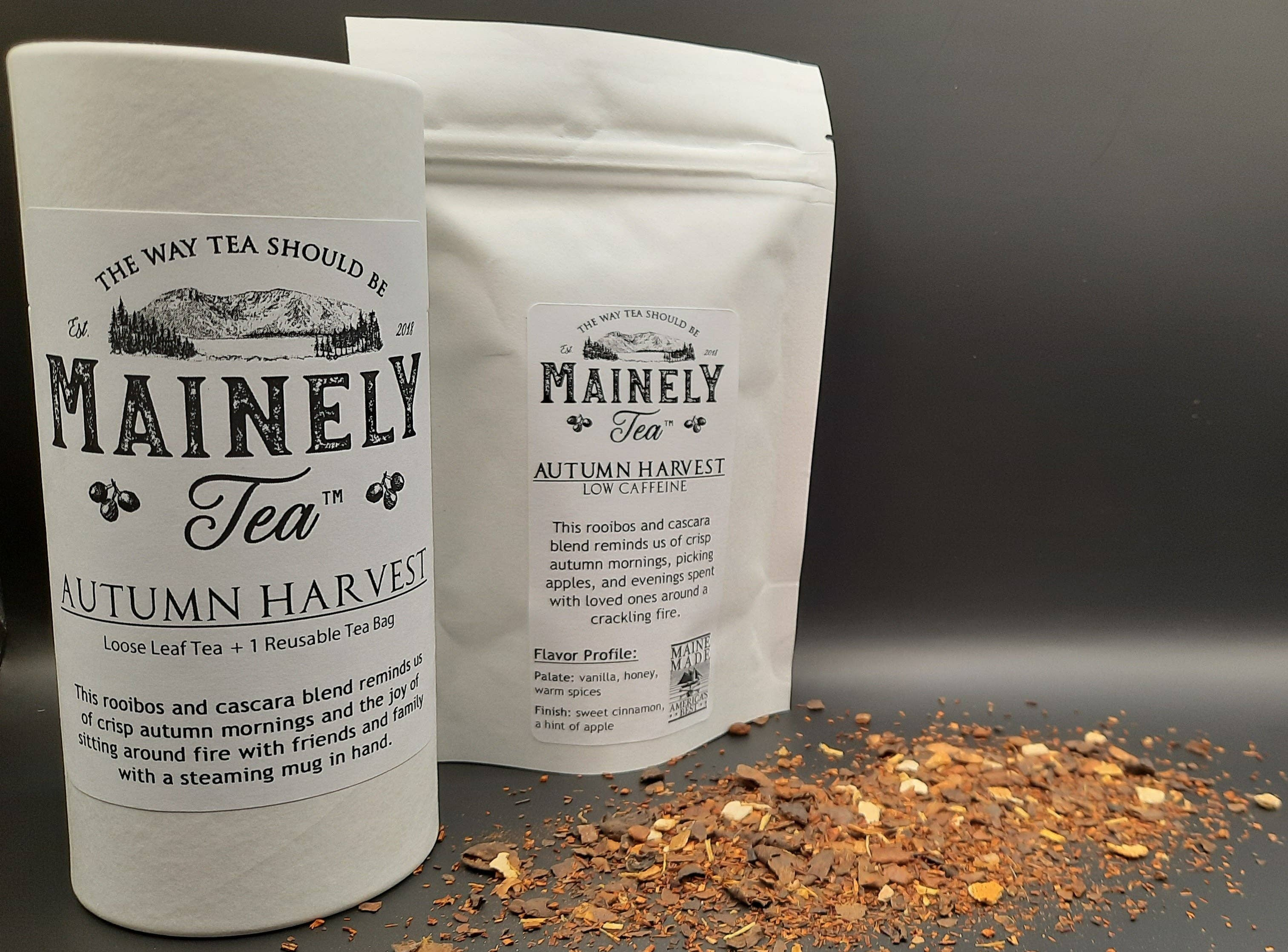 Tea Rooibos and Cascara Blend Warm Spices Autumn Flavor Sweet Cinnamon Apple 2 Oz
