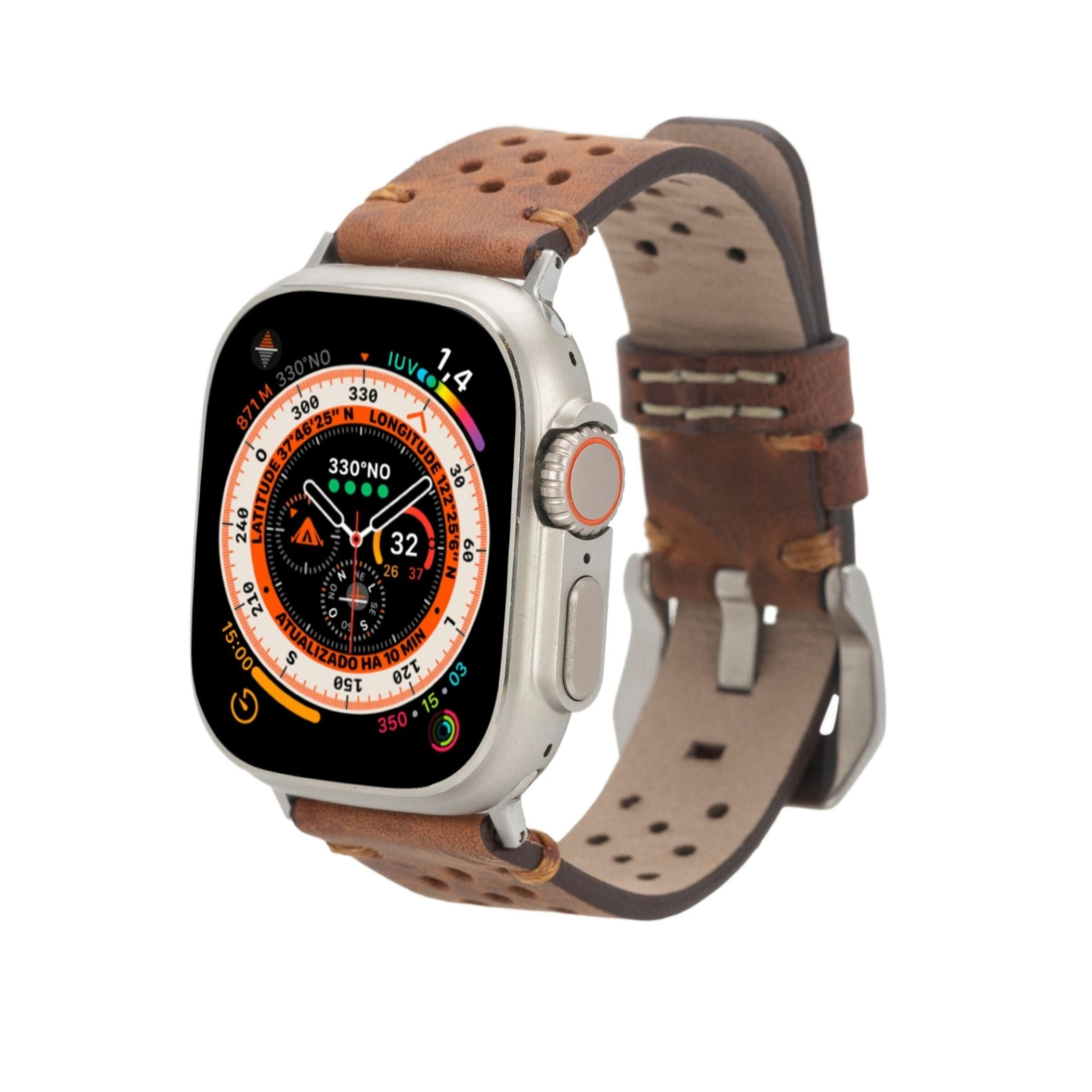 Watch band leather strap for Apple Watch Ultra 8 7 SE size 45mm 41mm 44mm 42mm 40mm 38mm color brown material genuine leather usage stylish elegant handcrafted