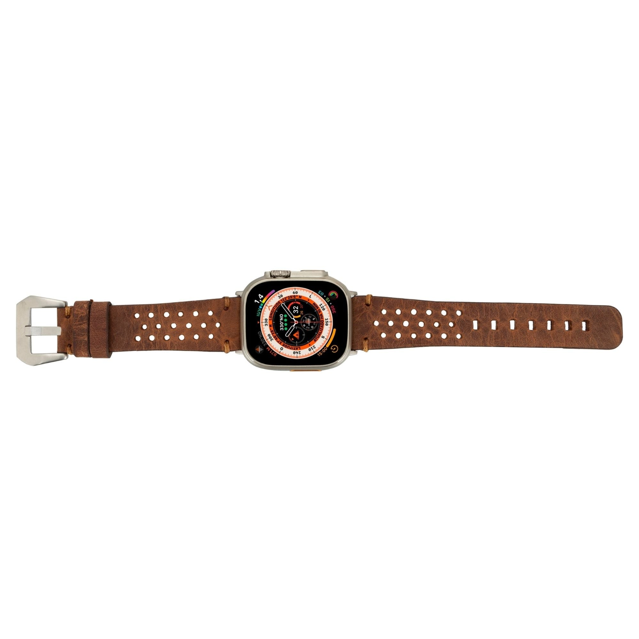 Watch band leather strap for Apple Watch Ultra 8 7 SE size 45mm 41mm 44mm 42mm 40mm 38mm color brown material genuine leather usage stylish elegant handcrafted
